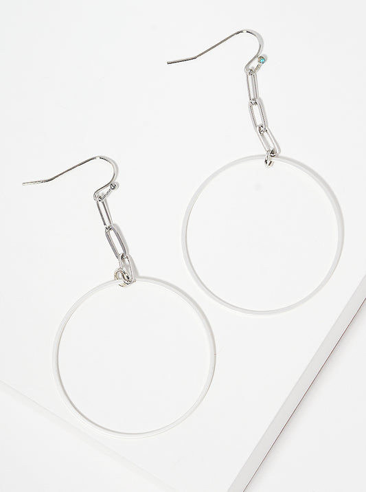 METAL CHAIN WITH HOLLOW ROUND DANGLE DROP EARRINGS