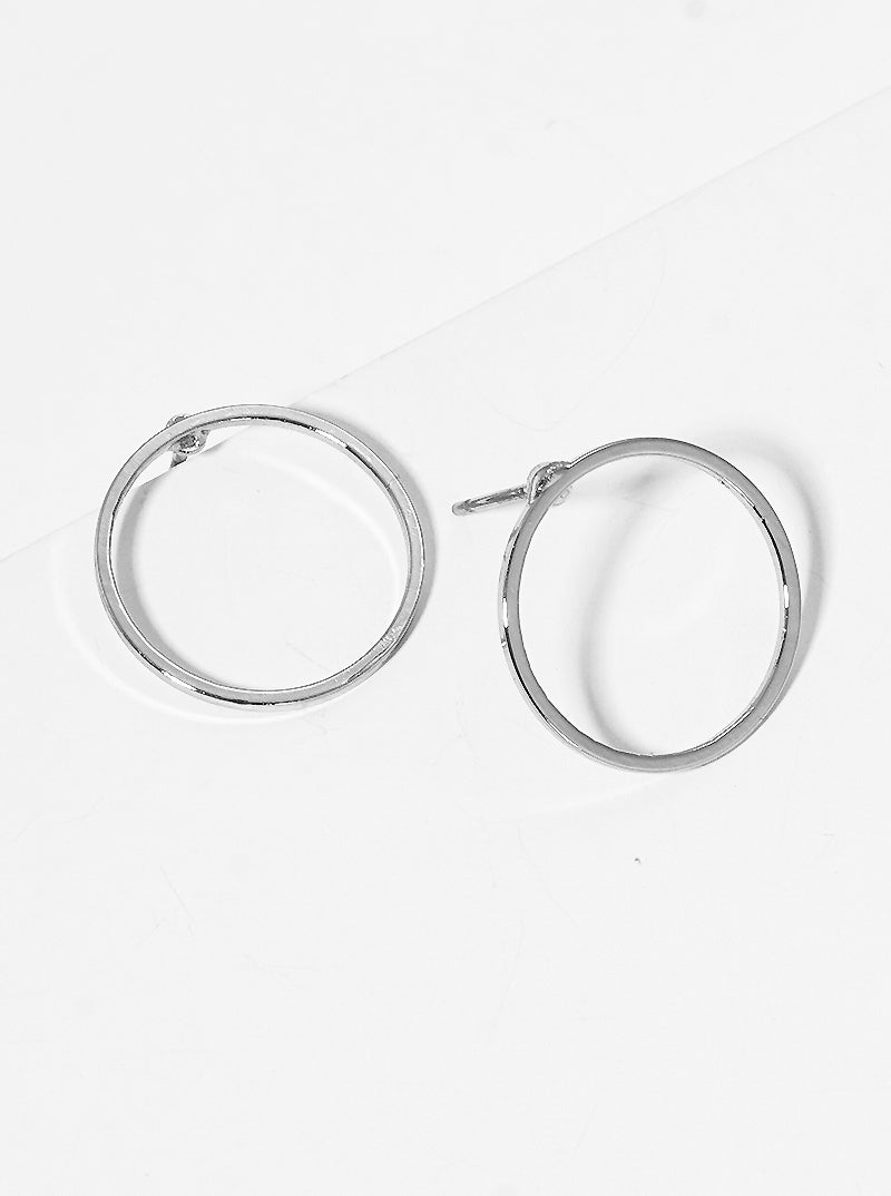 METAL HOLLOW ROUND POST STUD EARRINGS