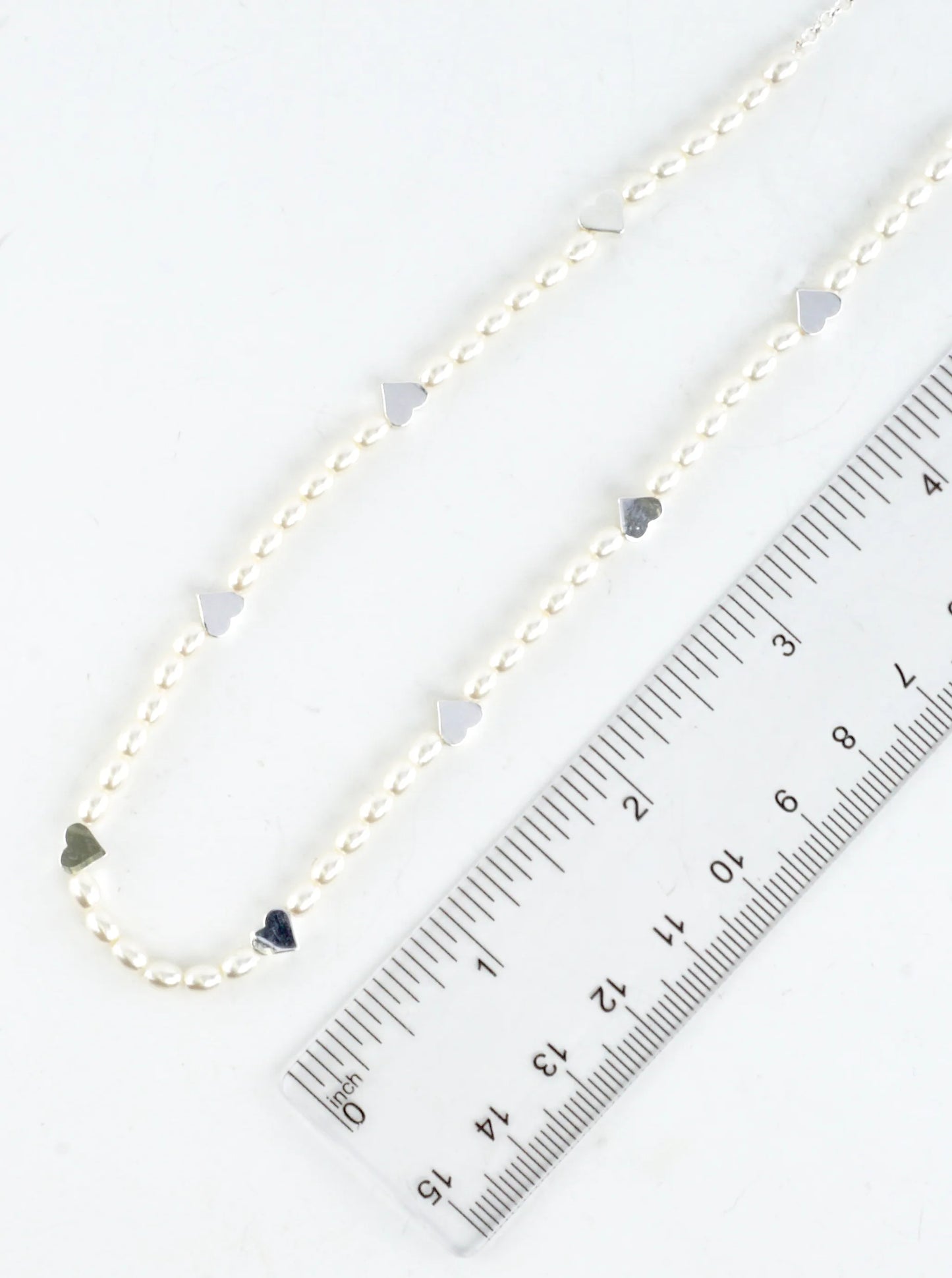 Brass Hearts Station Pearl Short Necklace