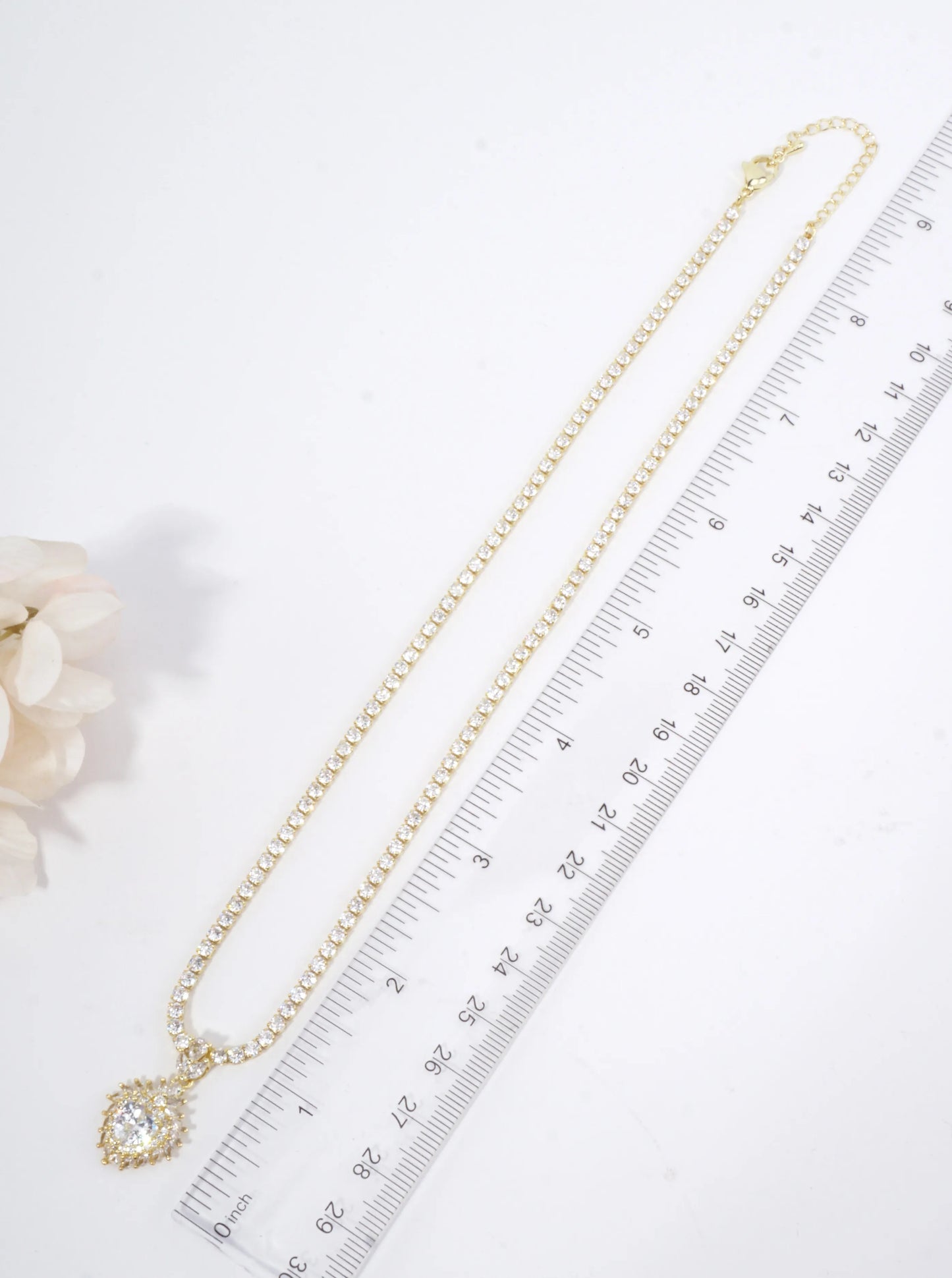 Elegant Heart Pave Tennis Style Necklace