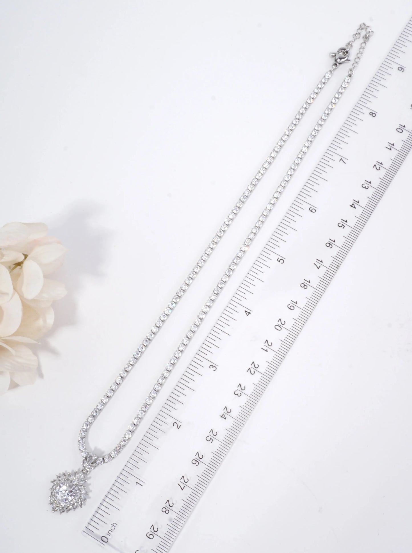 Elegant Heart Pave Tennis Style Necklace