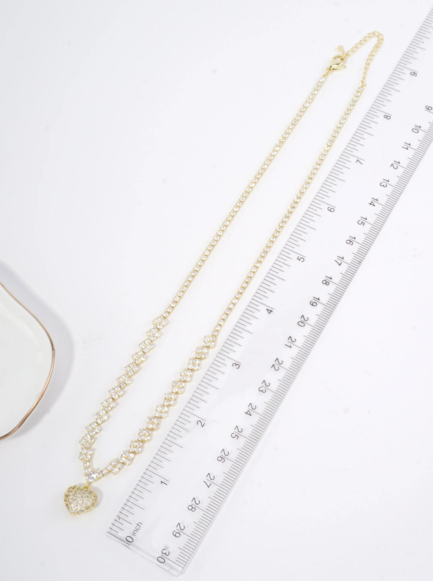 Cubic Zirconia Heart Pave Tennis Necklace