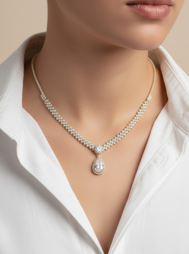 Teardrop Pave Tennis Necklace Design