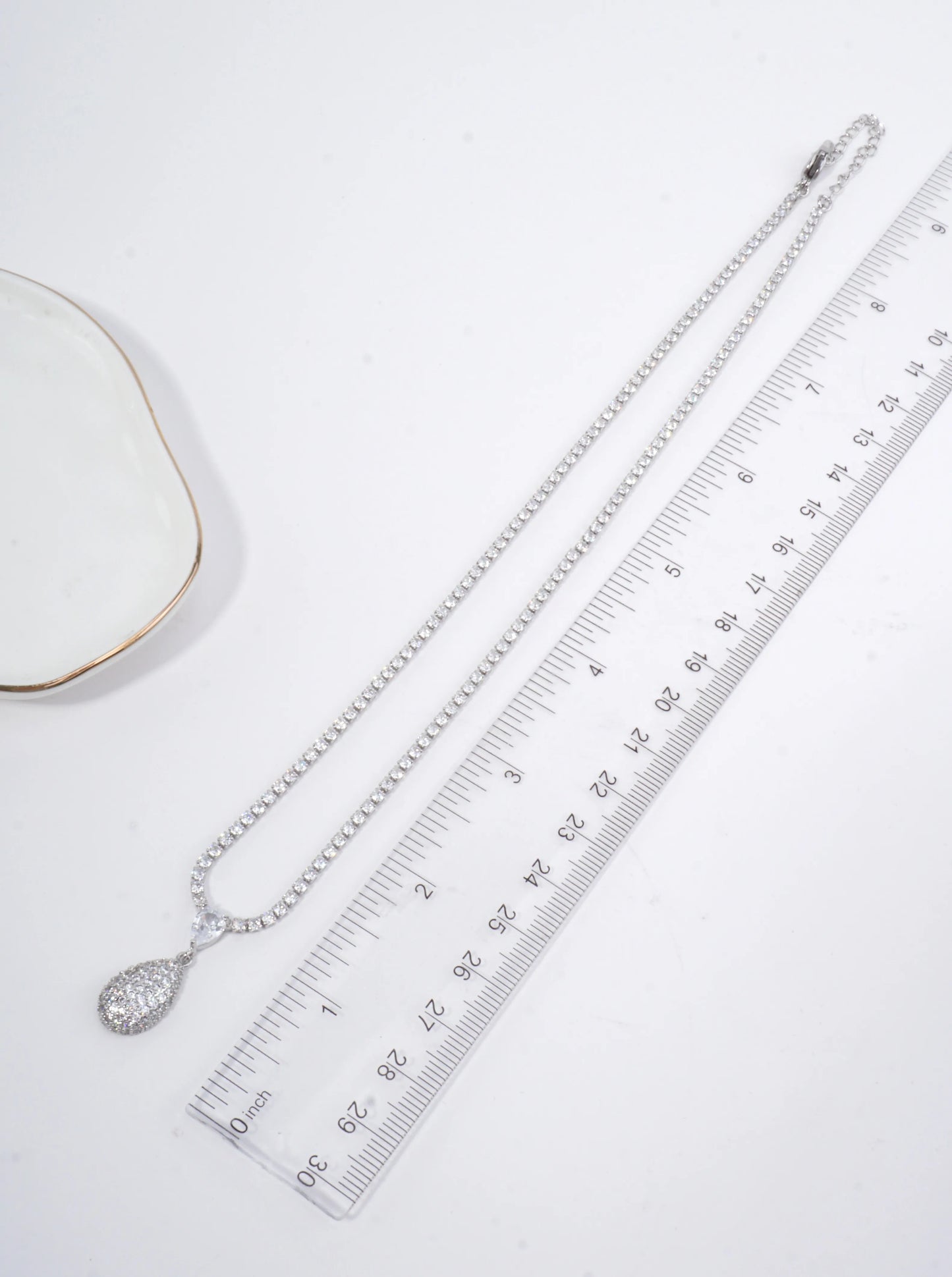 Sculptural Pave Teardrop Tennis Necklace