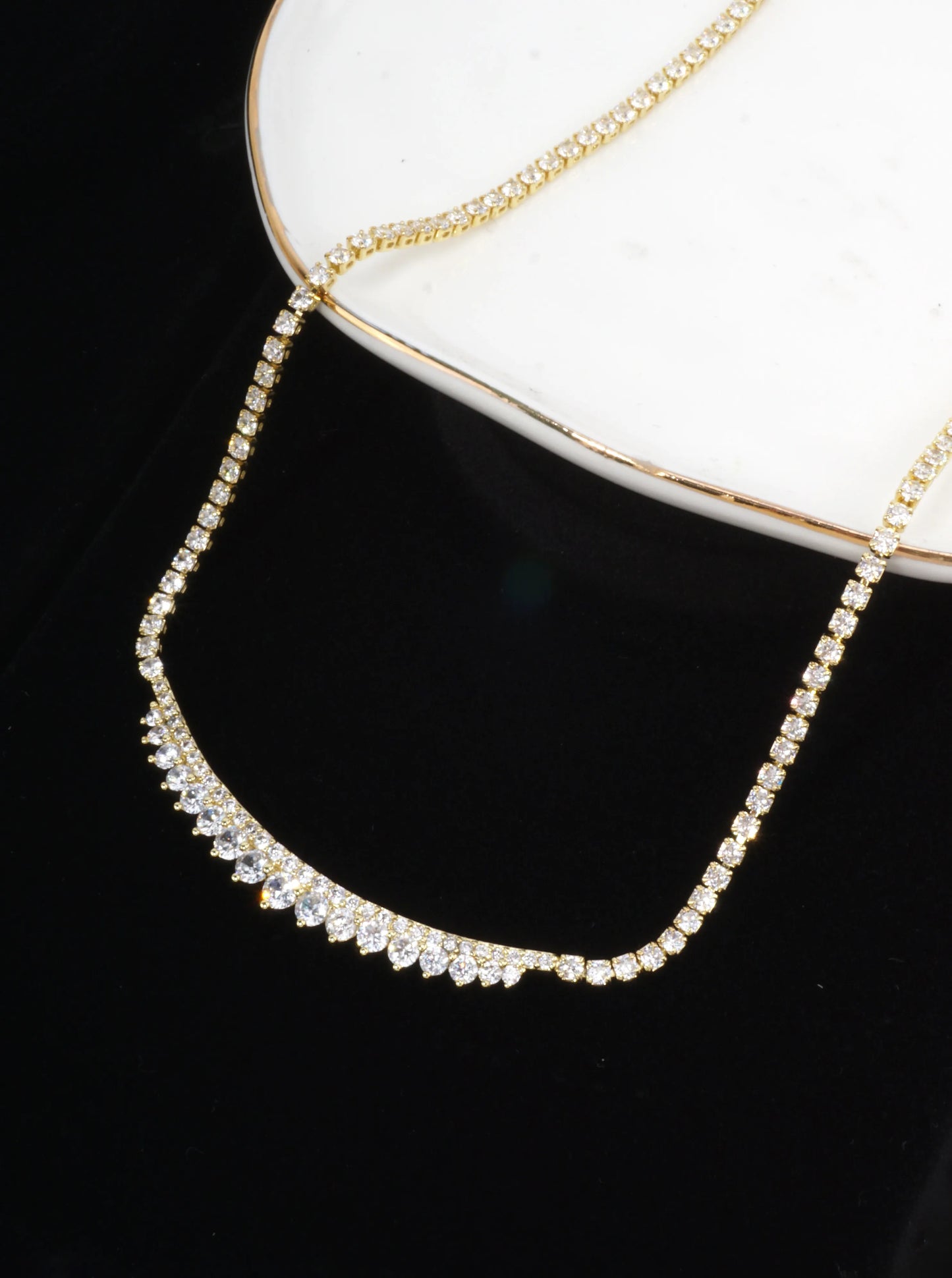 Faceted Artistic Cubic Zirconia Tennis Necklace