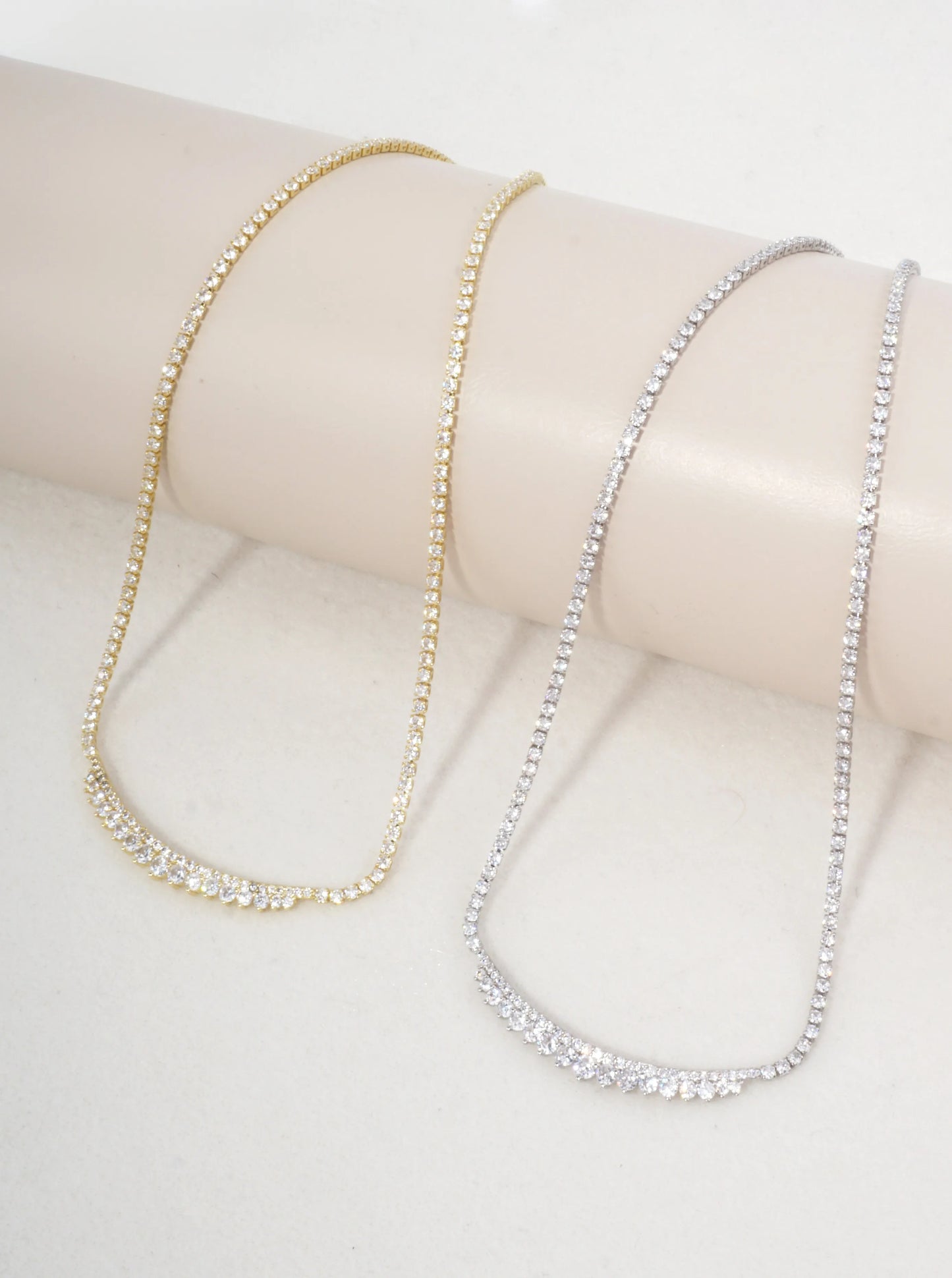 Faceted Artistic Cubic Zirconia Tennis Necklace