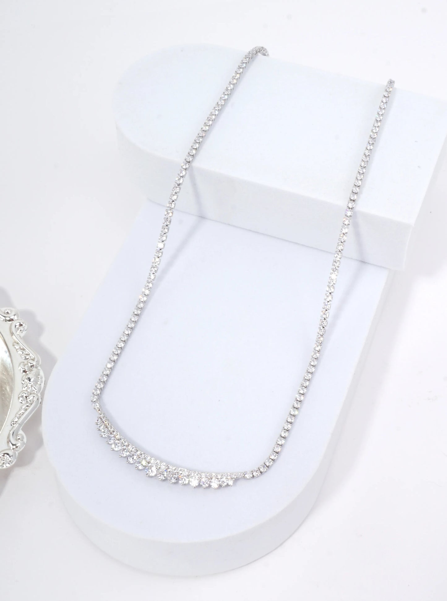 Faceted Artistic Cubic Zirconia Tennis Necklace
