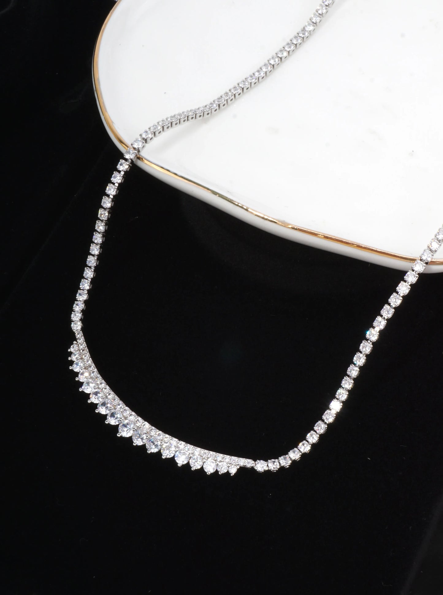 Faceted Artistic Cubic Zirconia Tennis Necklace