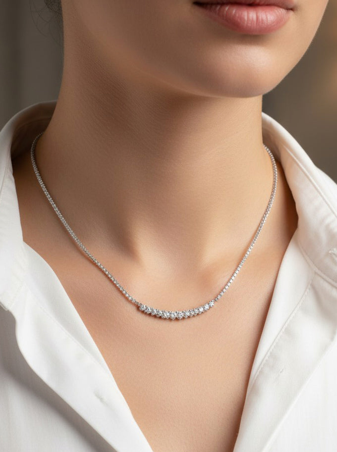 Faceted Artistic Cubic Zirconia Tennis Necklace