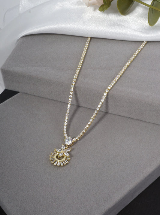 Cubic Zirconia Flower Tennis Necklace