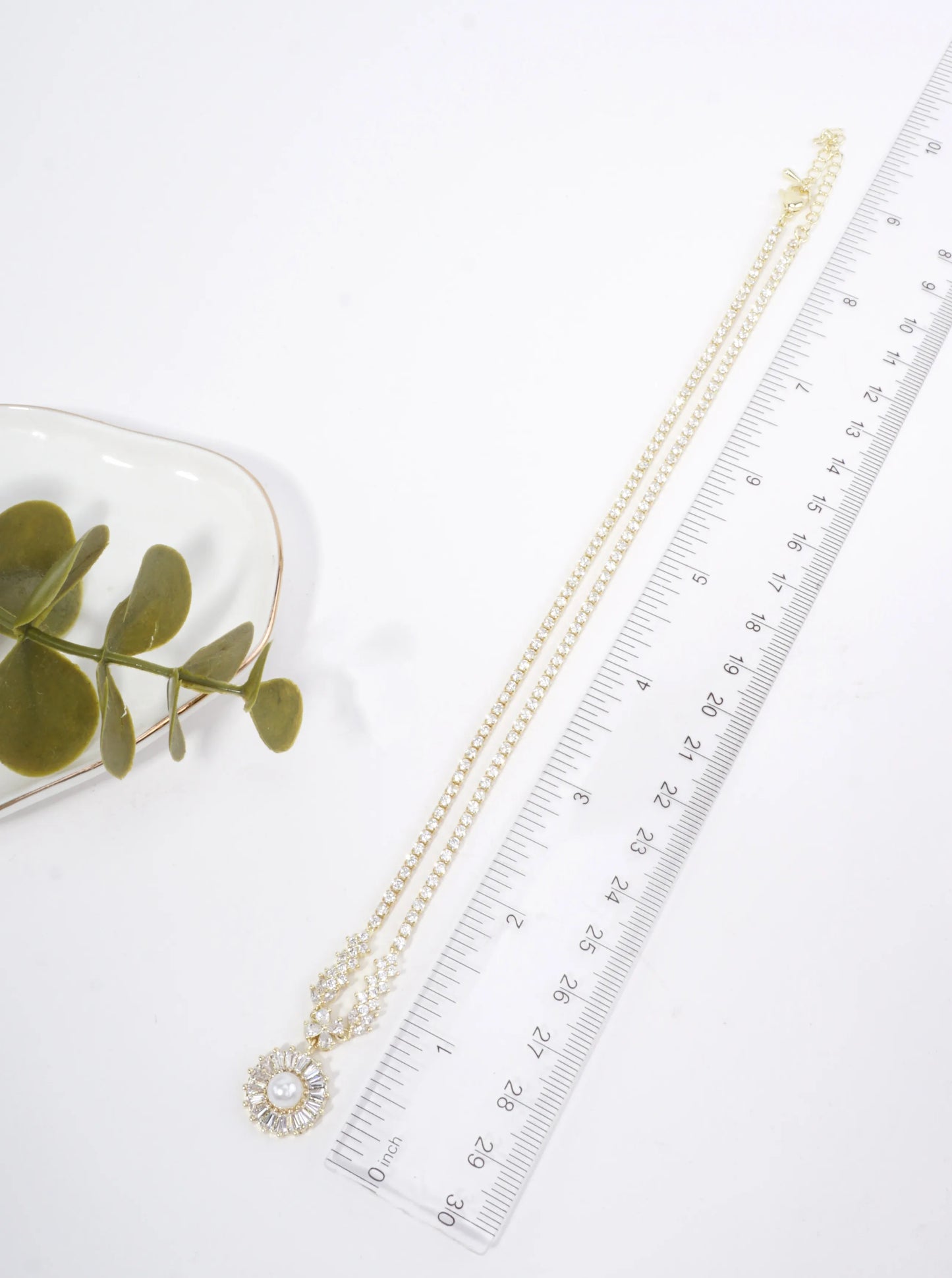 Flower Pave Pearl Halo Tennis Necklace With CZ
