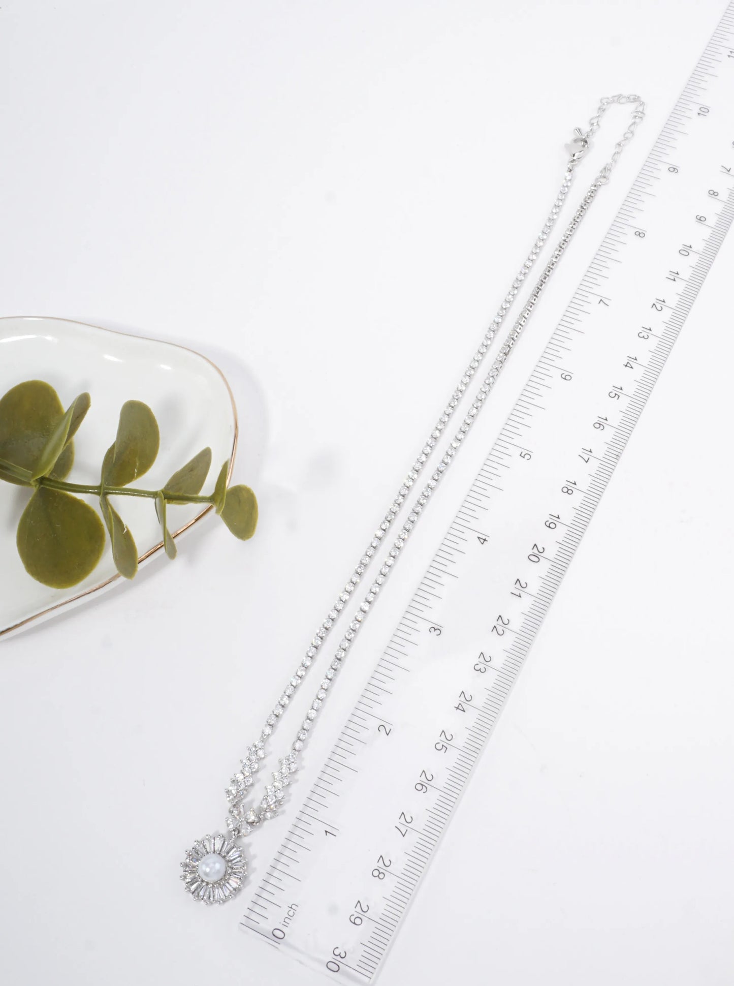 Flower Pave Pearl Halo Tennis Necklace With CZ
