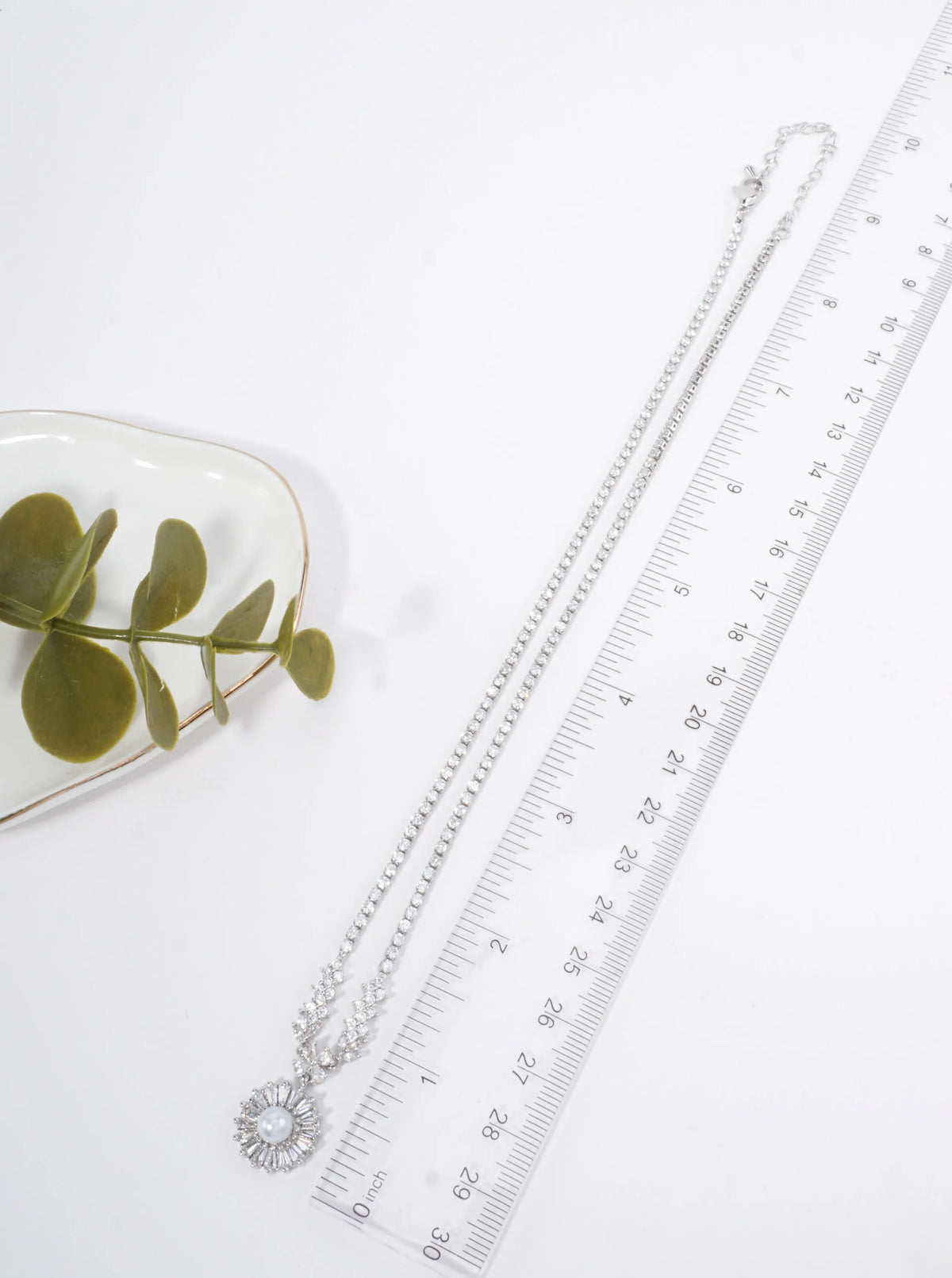 Flower Pave Pearl Halo Tennis Necklace With CZ
