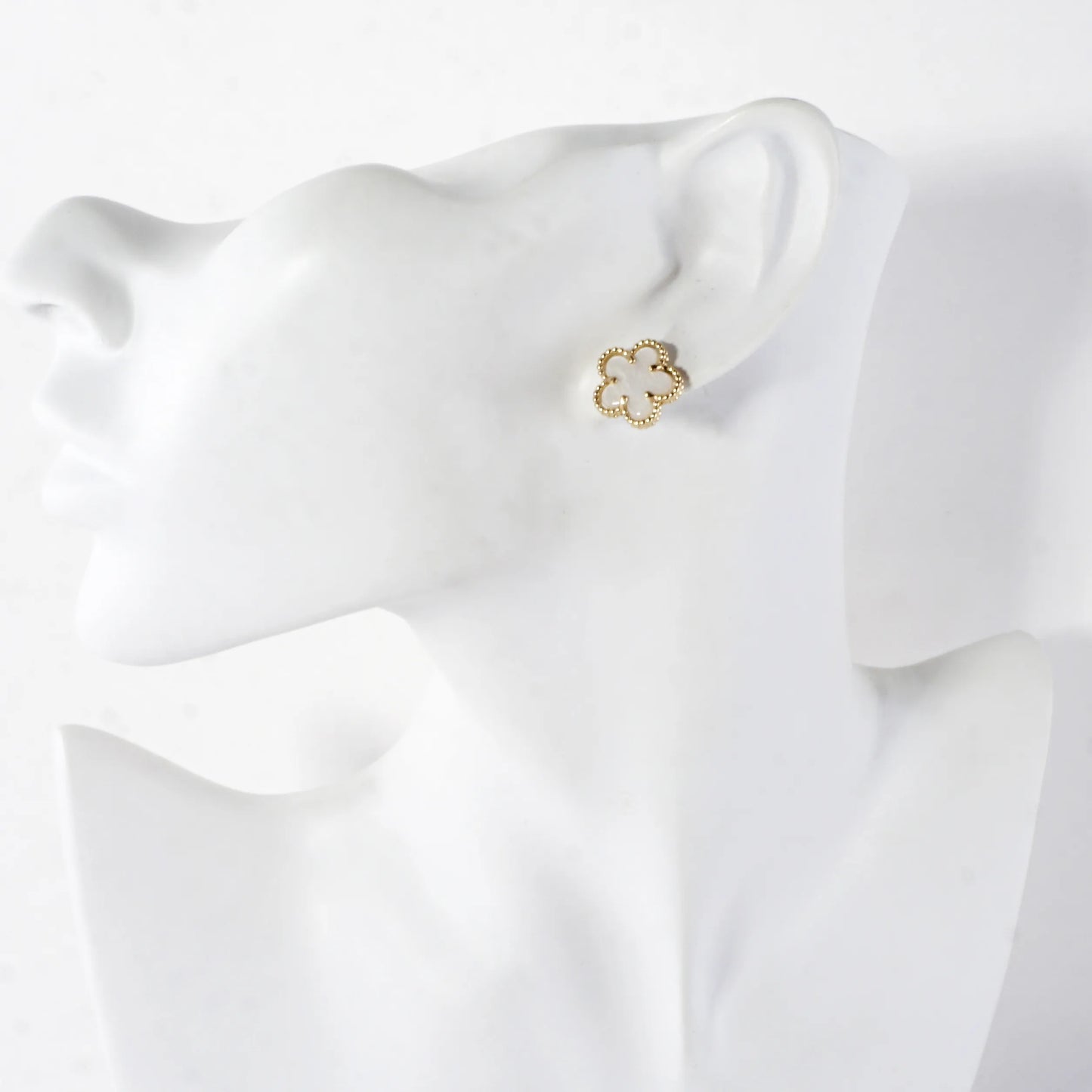 MOP Textured Flower Stainless Steel Post Earrings