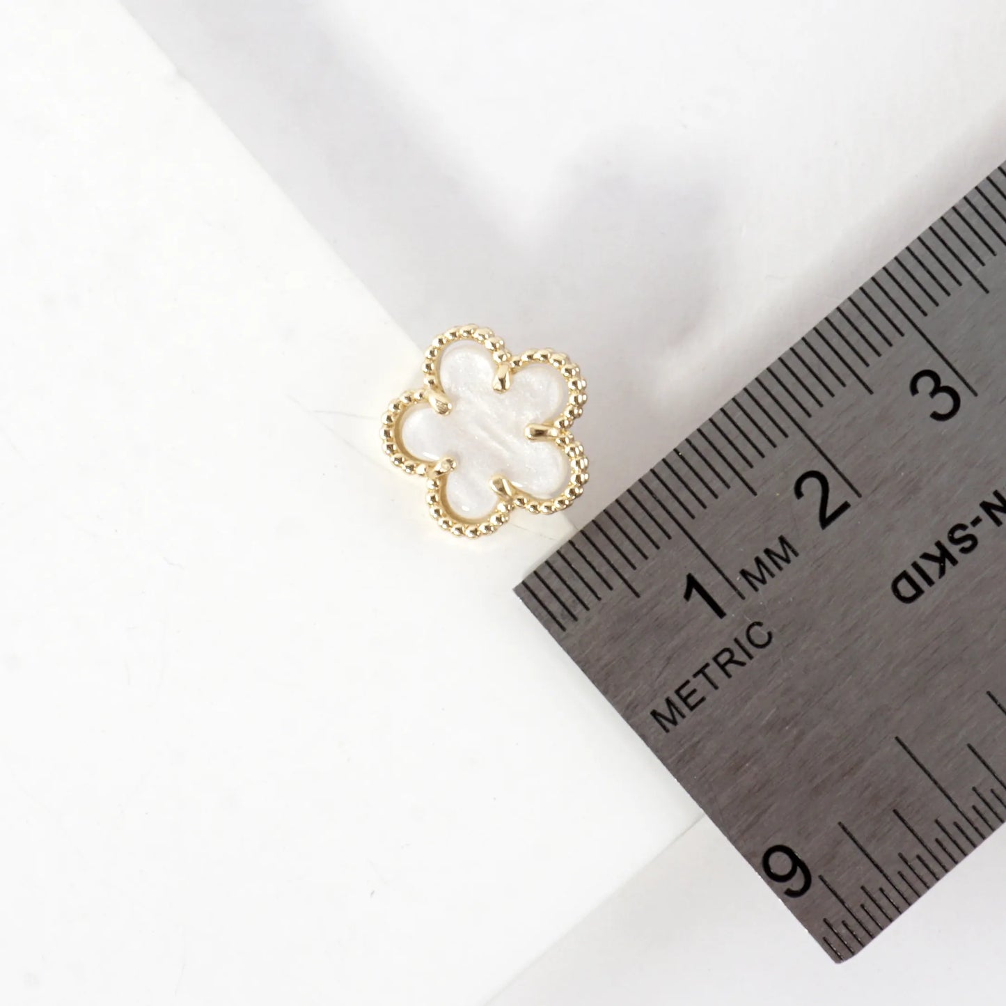 MOP Textured Flower Stainless Steel Post Earrings