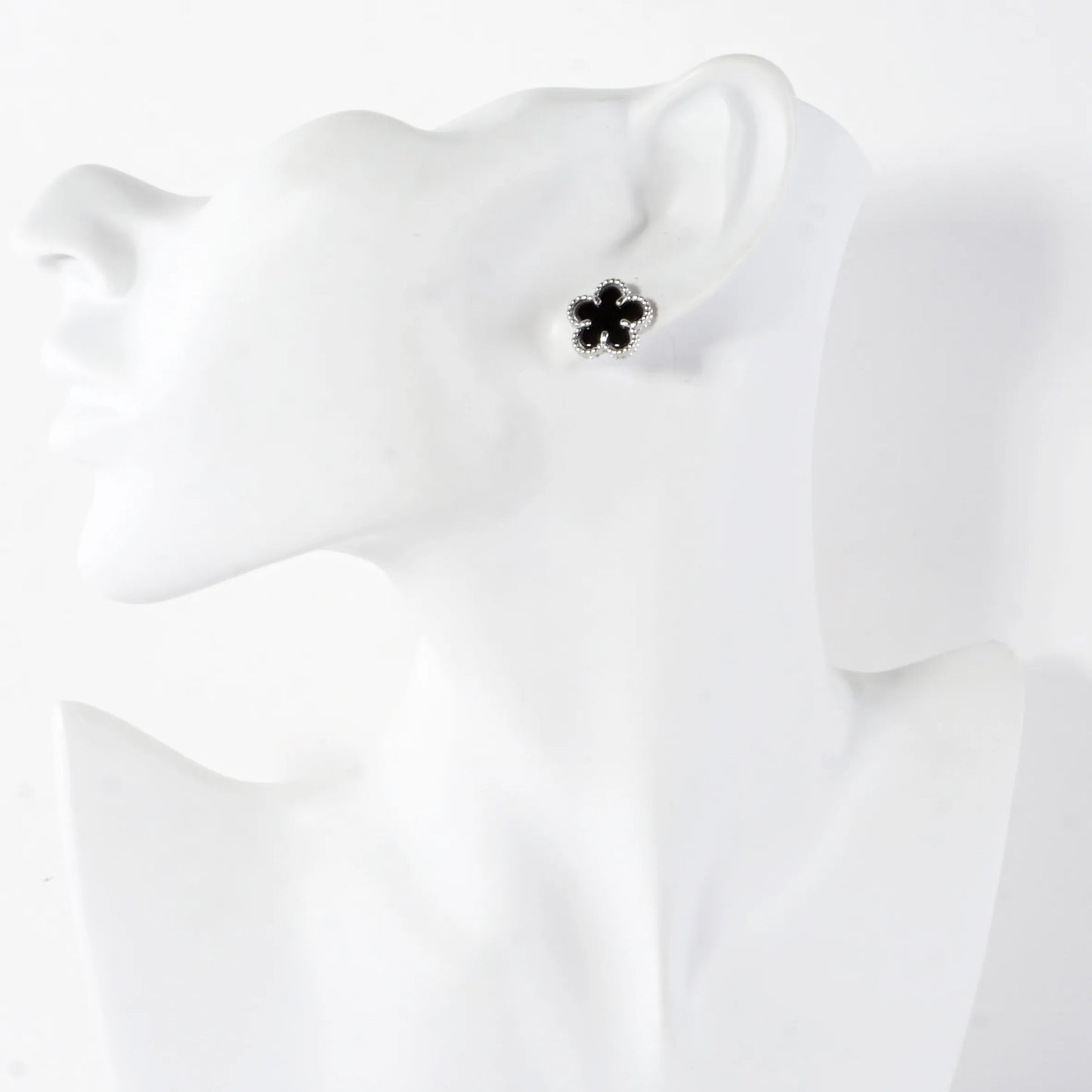 MOP Textured Flower Stainless Steel Post Earrings