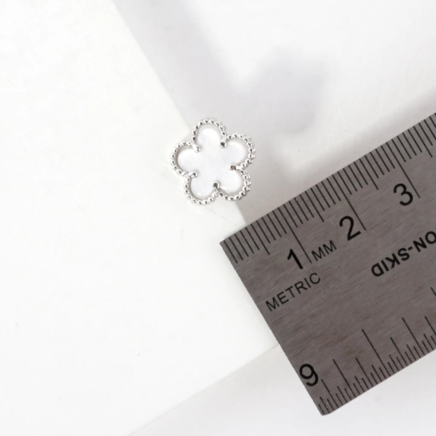 MOP Textured Flower Stainless Steel Post Earrings
