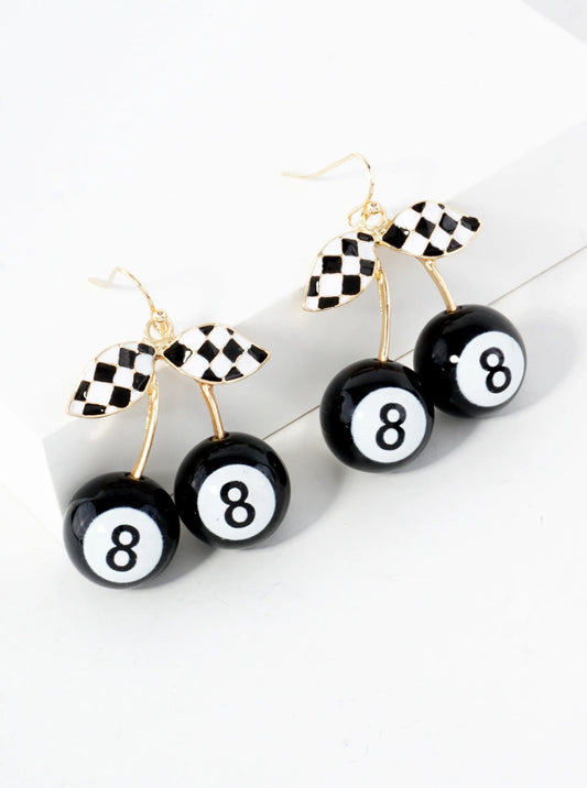 Magic-8-Ball Cherry Drop Spiritual Statement Earrings