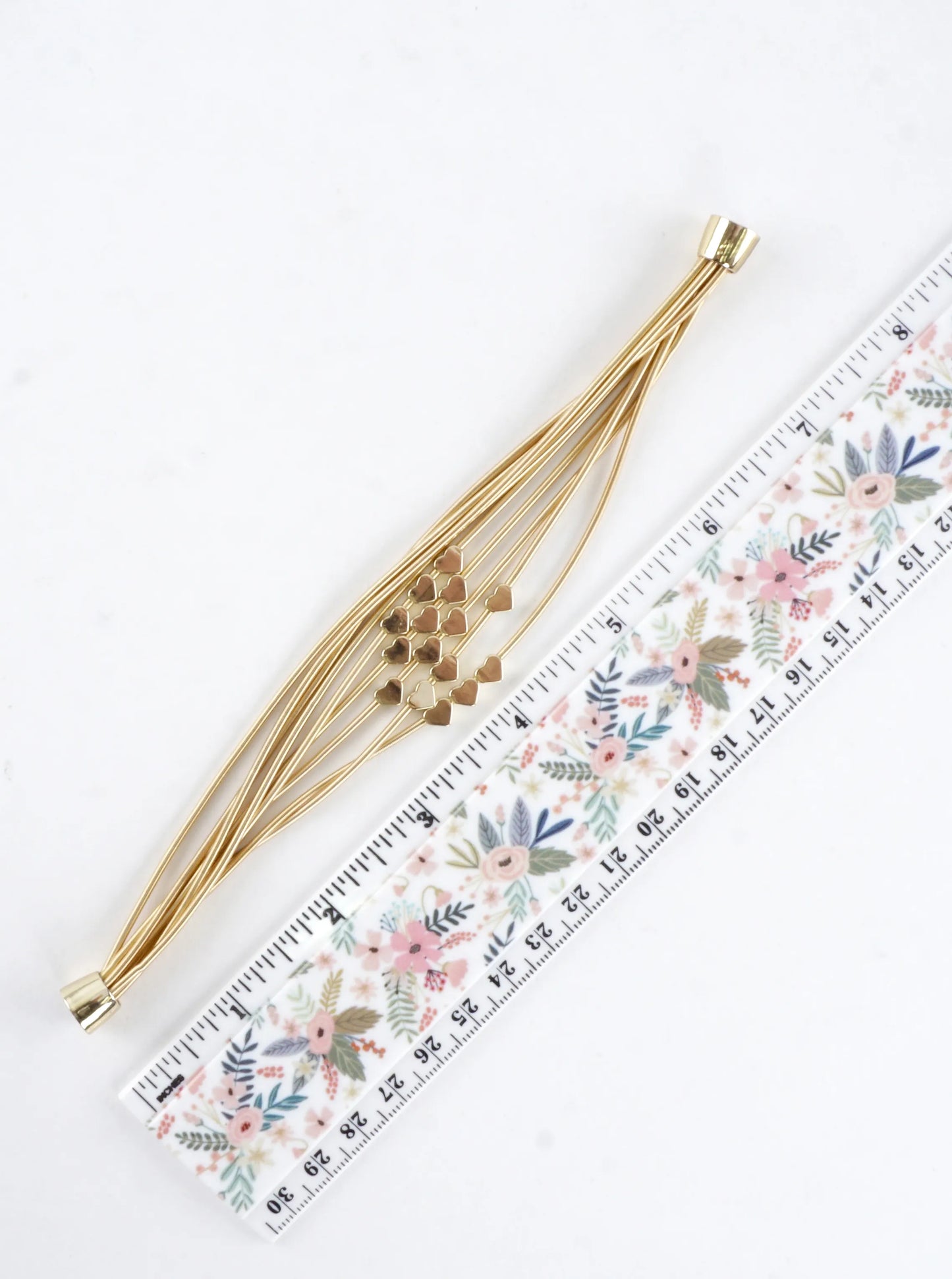 Magnetic Brass Hearts Stretch Piano Wire Bracelet