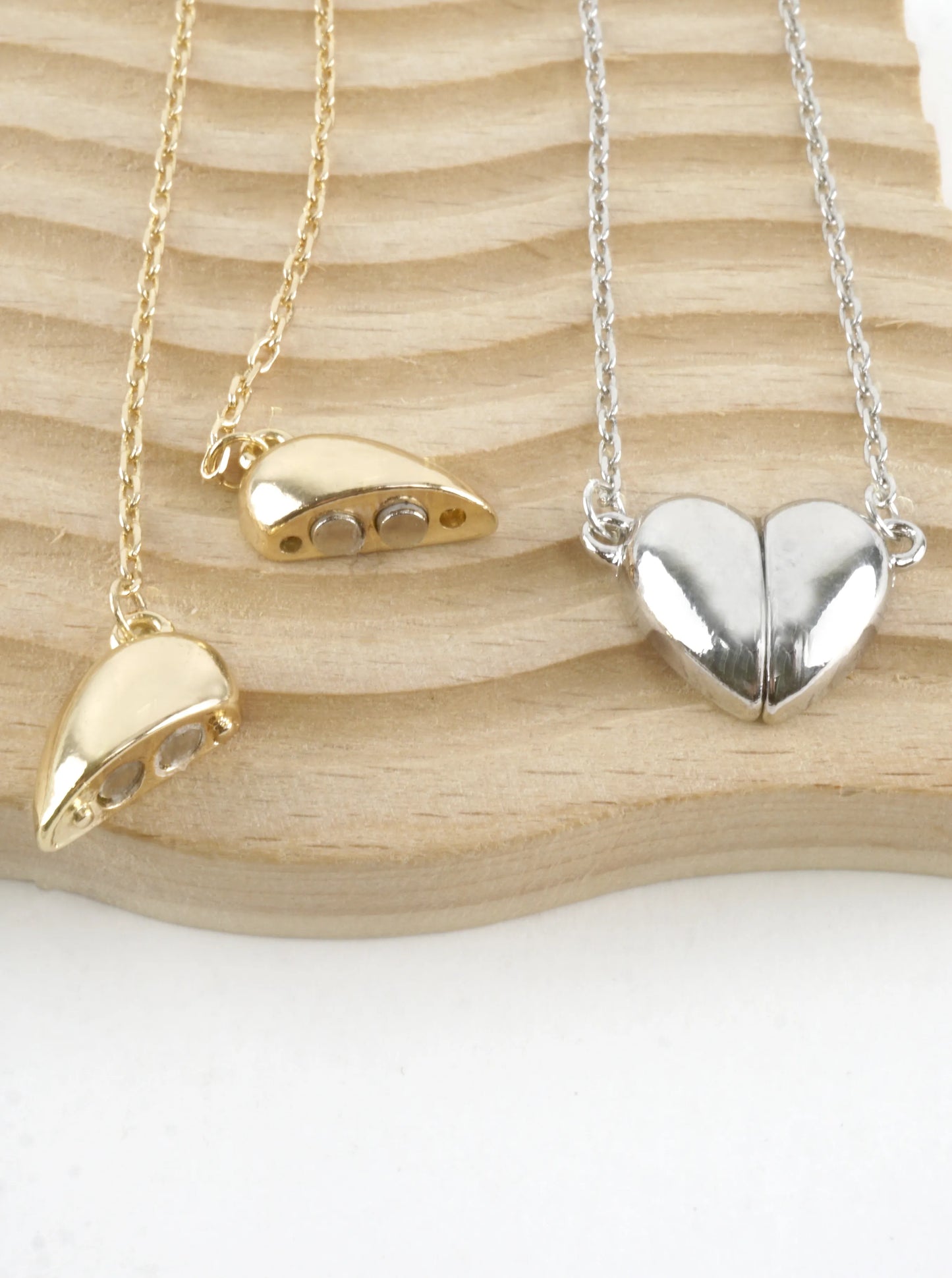 Magnetic Split Heart Pendant Necklace