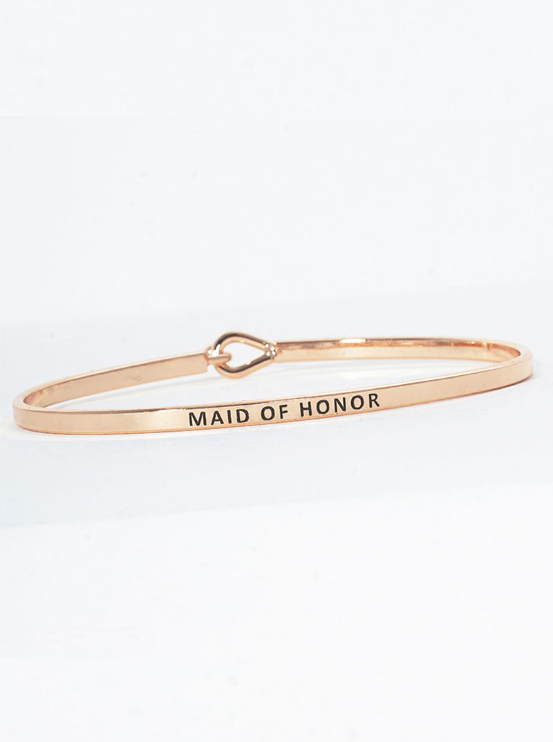 Maid Of Honor Engraved Inspirational Bangle Bracelet