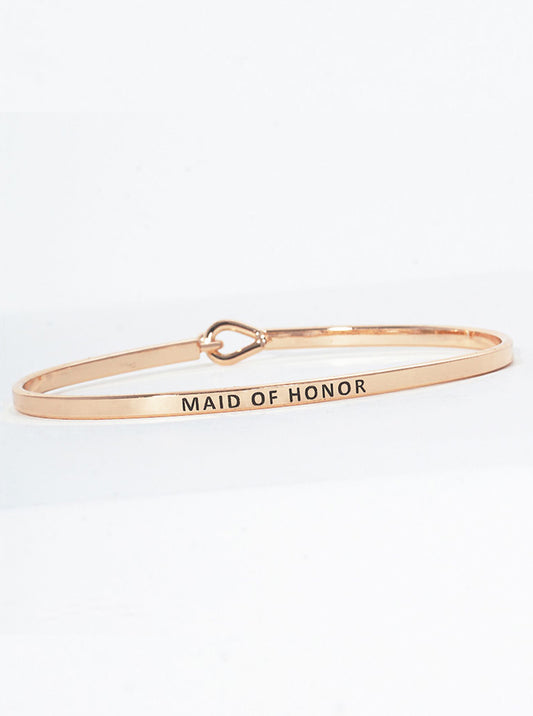 Maid Of Honor Engraved Inspirational Bangle Bracelet