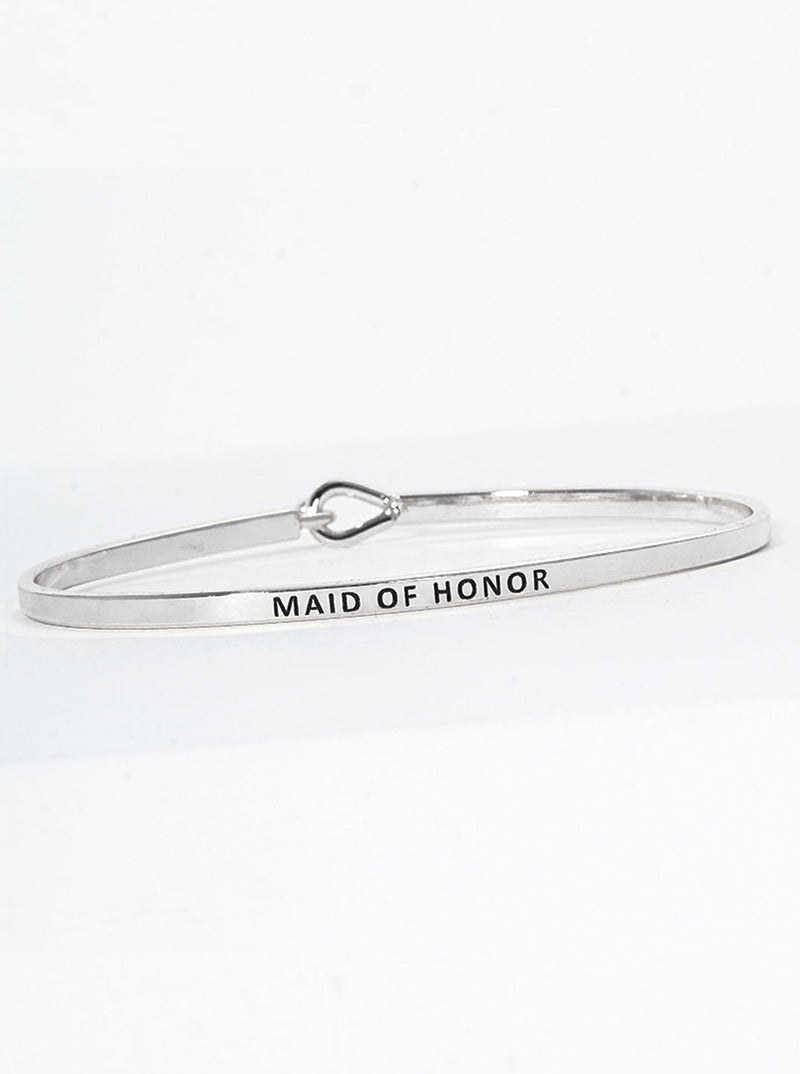 Maid Of Honor Engraved Inspirational Bangle Bracelet