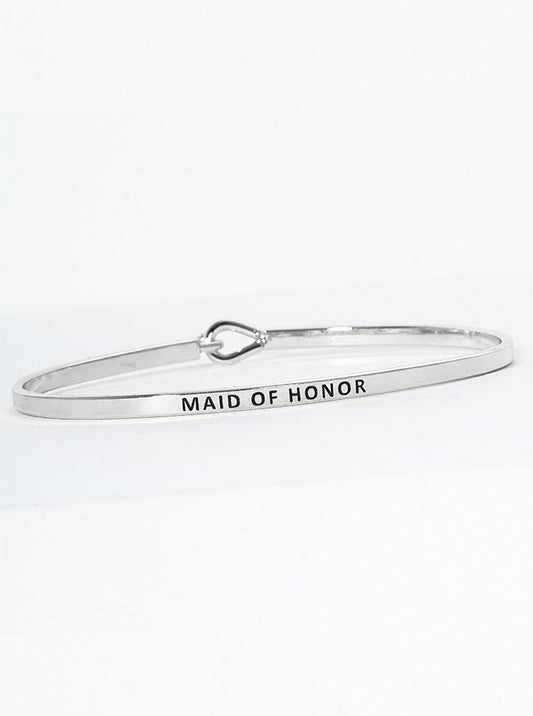 Maid Of Honor Engraved Inspirational Bangle Bracelet