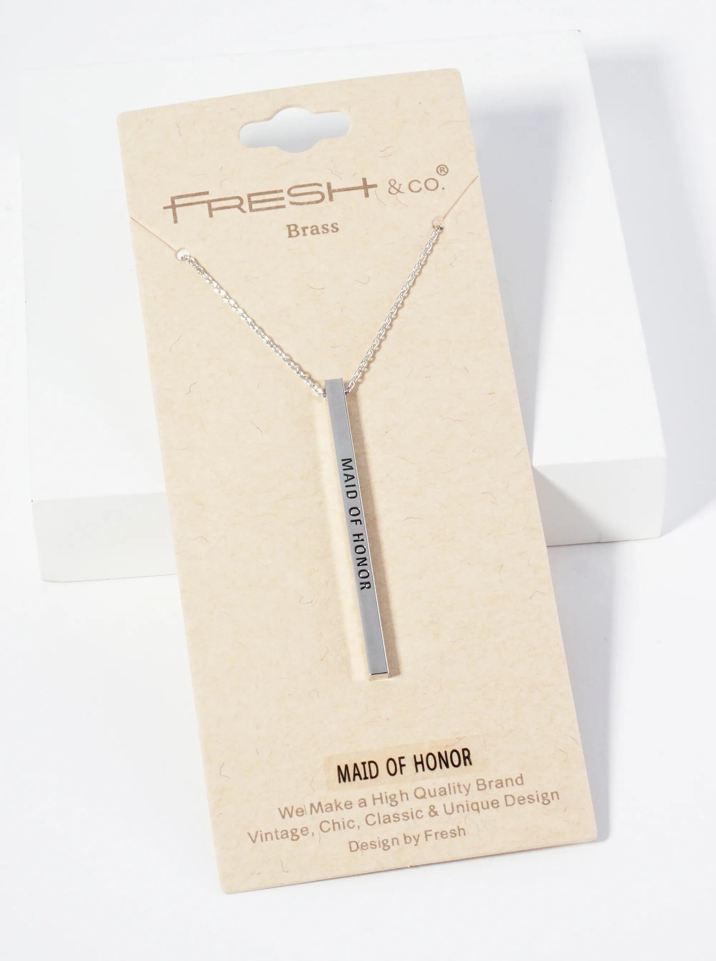 Maid Of Honor Engraved Vertical Bar Pendant Inspirational Necklace