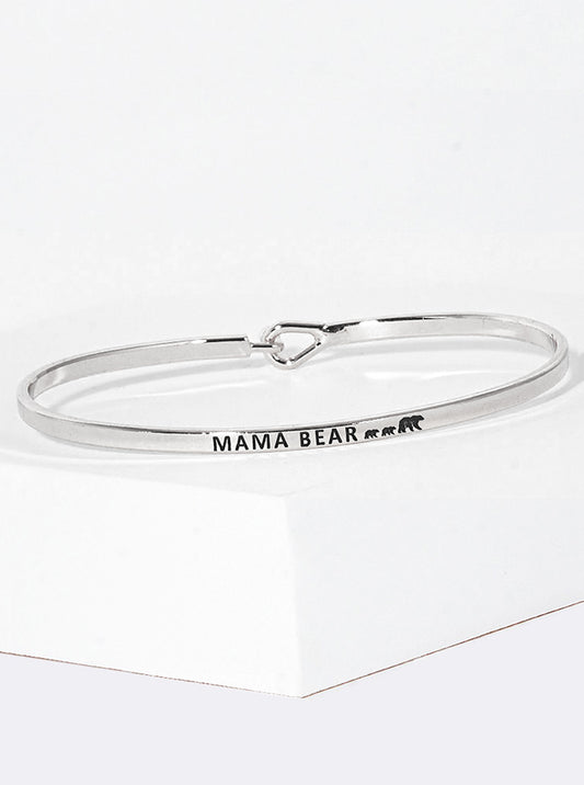 Mama Bear Engraved Inspirational Bangle Bracelet