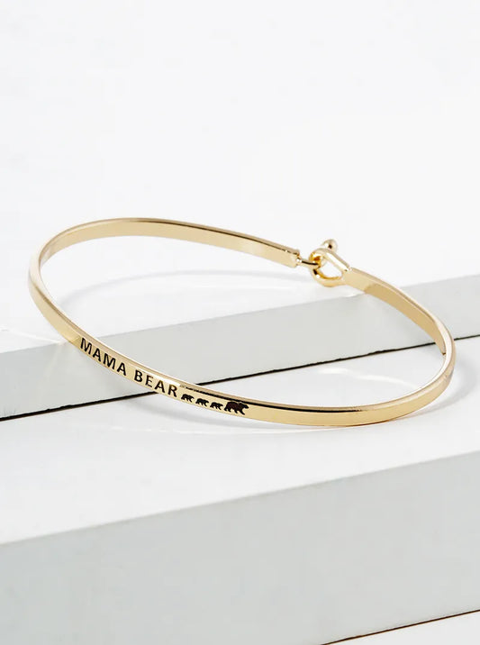 Mama Bear Engraved Inspirational Bangle Bracelet