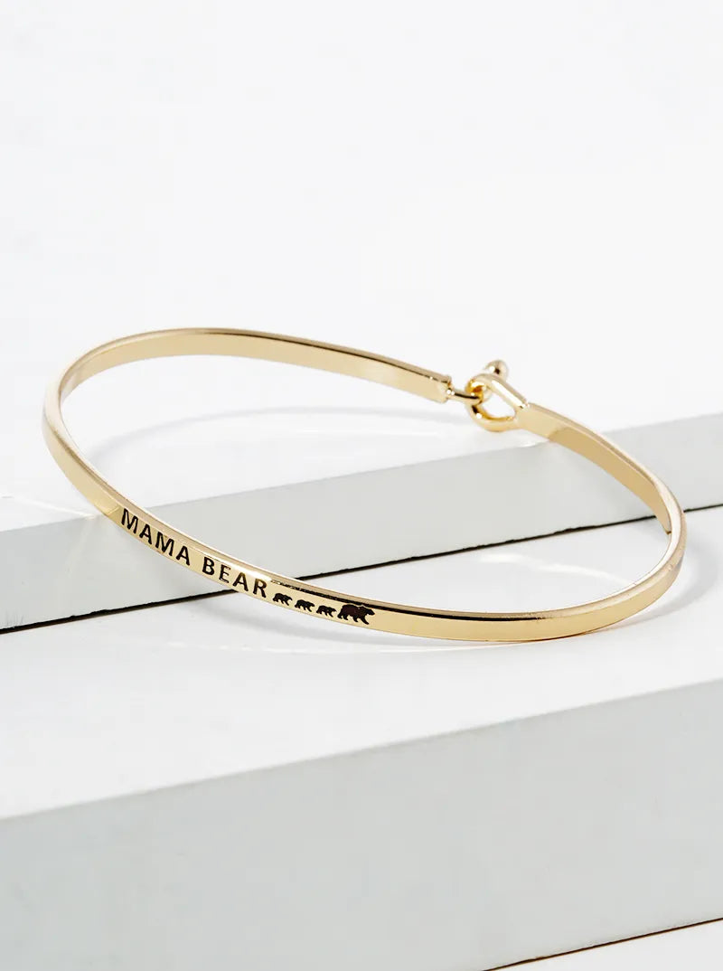 Mama Bear Engraved Inspirational Bangle Bracelet
