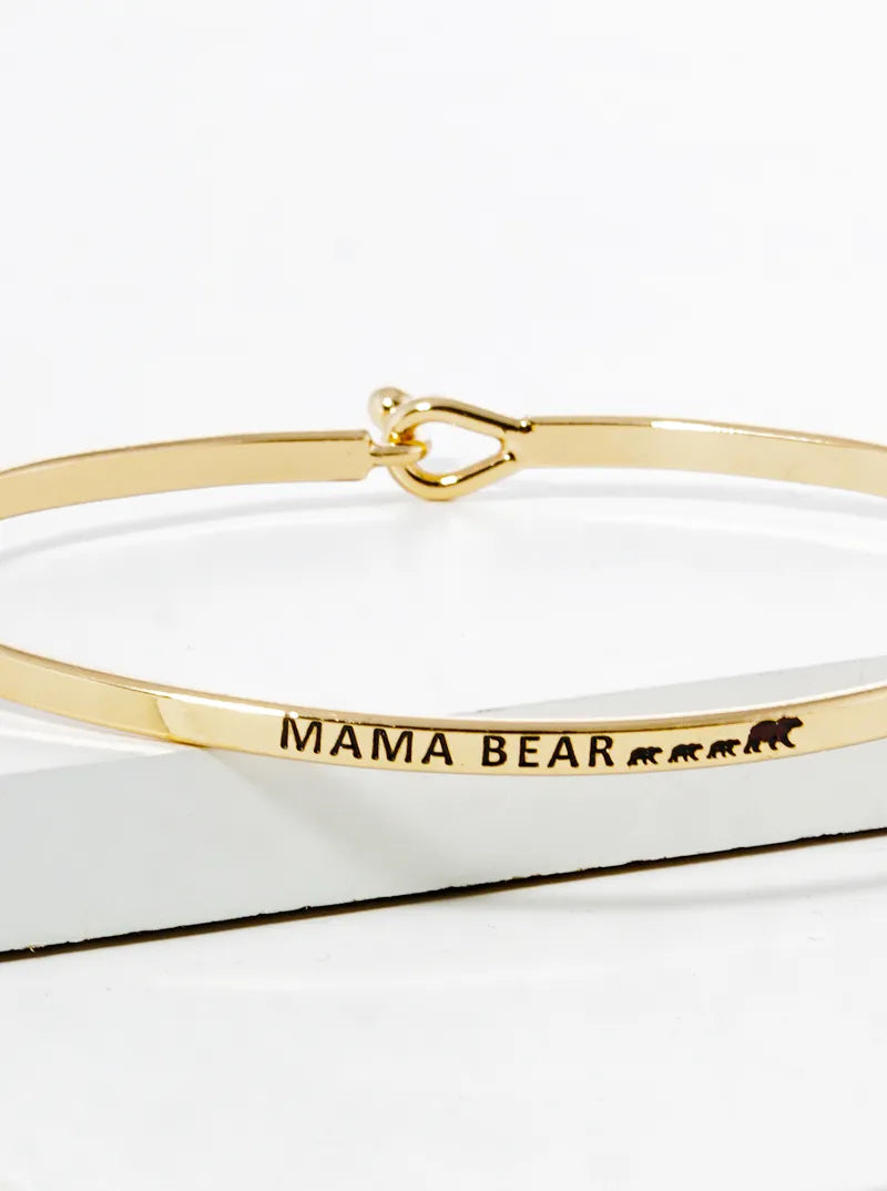 Mama Bear Engraved Inspirational Bangle Bracelet