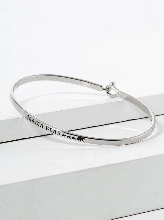 Mama Bear Engraved Inspirational Bangle Bracelet