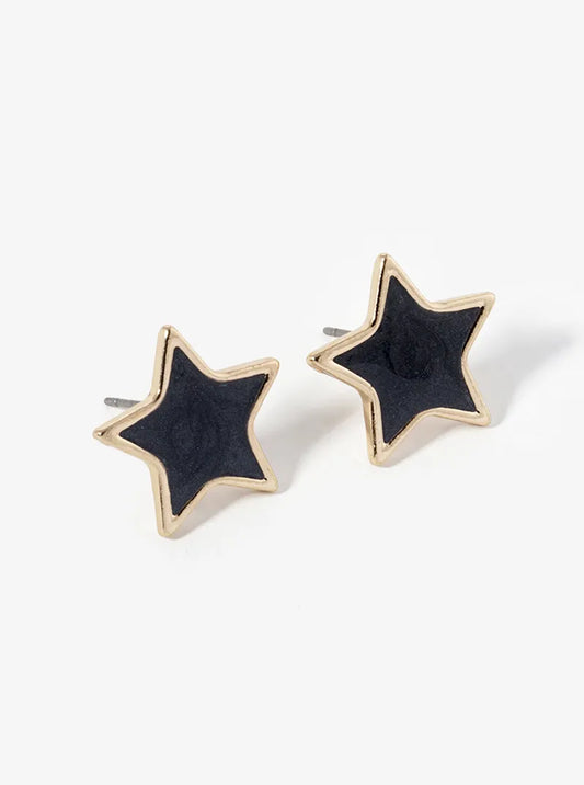 Marble Enamel Filled Dainty Star Stud Earrings