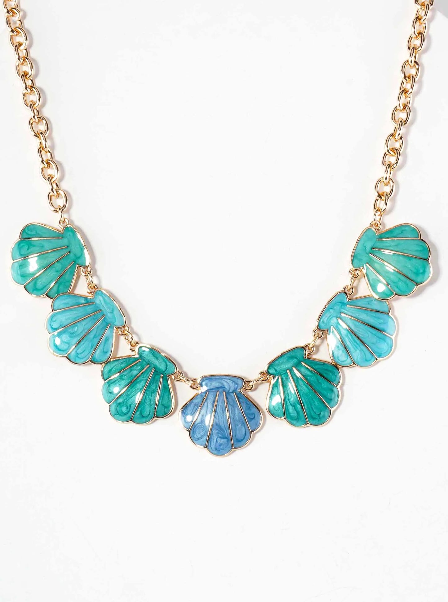 Marble Enamel Sea-Life Seashell 16-Inch Statement Necklace