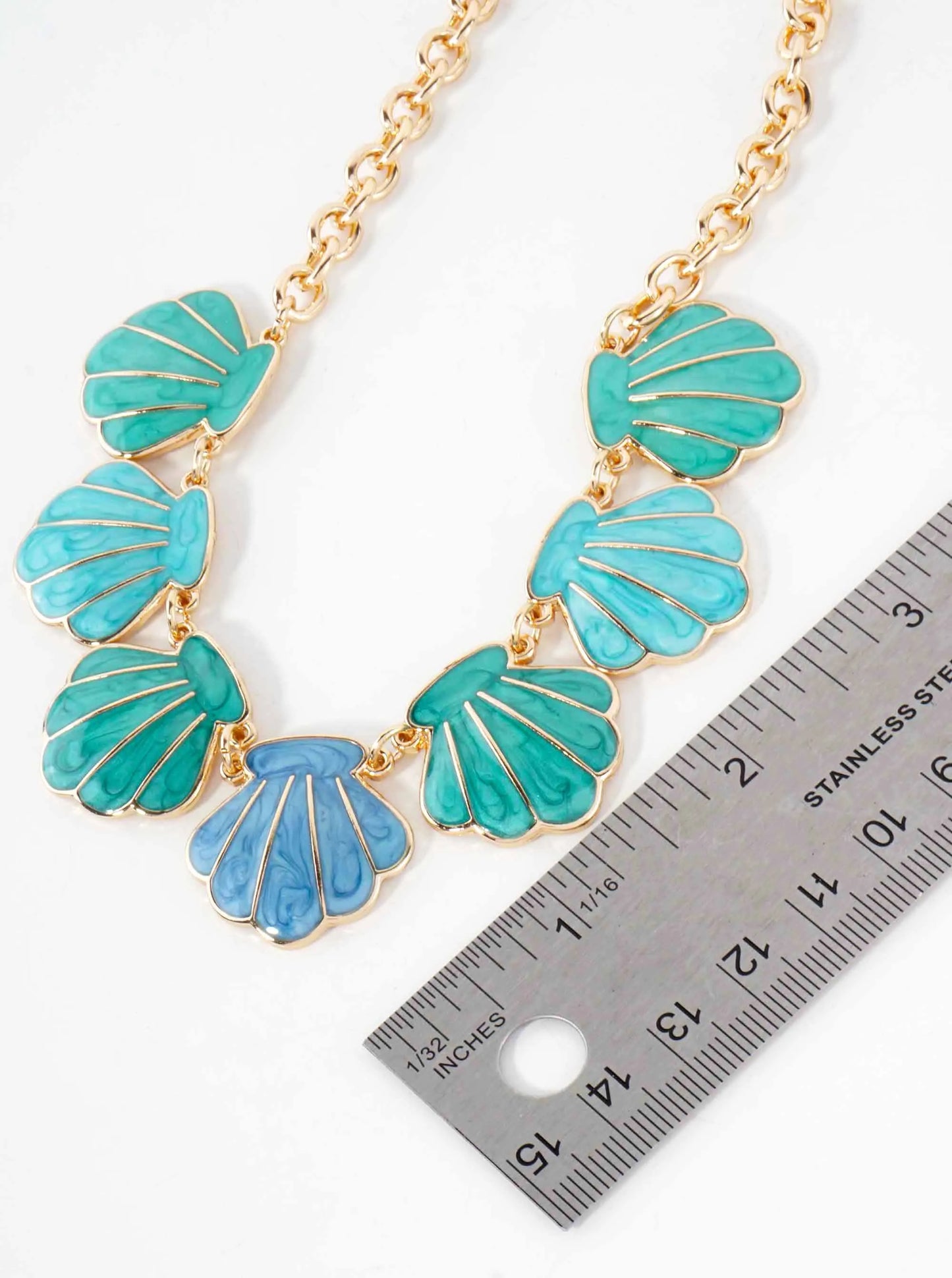 Marble Enamel Sea-Life Seashell 16-Inch Statement Necklace