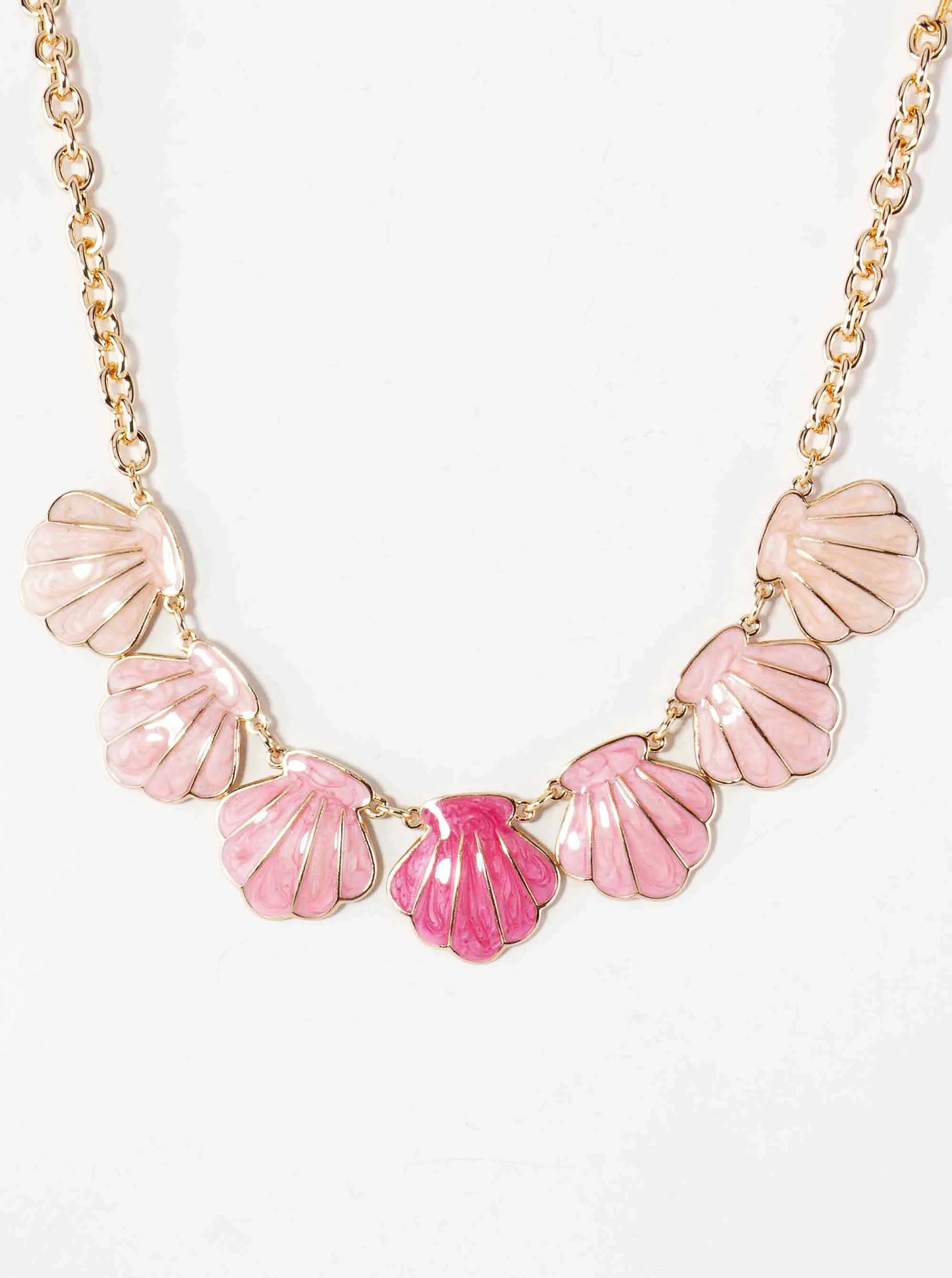 Marble Enamel Sea-Life Seashell 16-Inch Statement Necklace