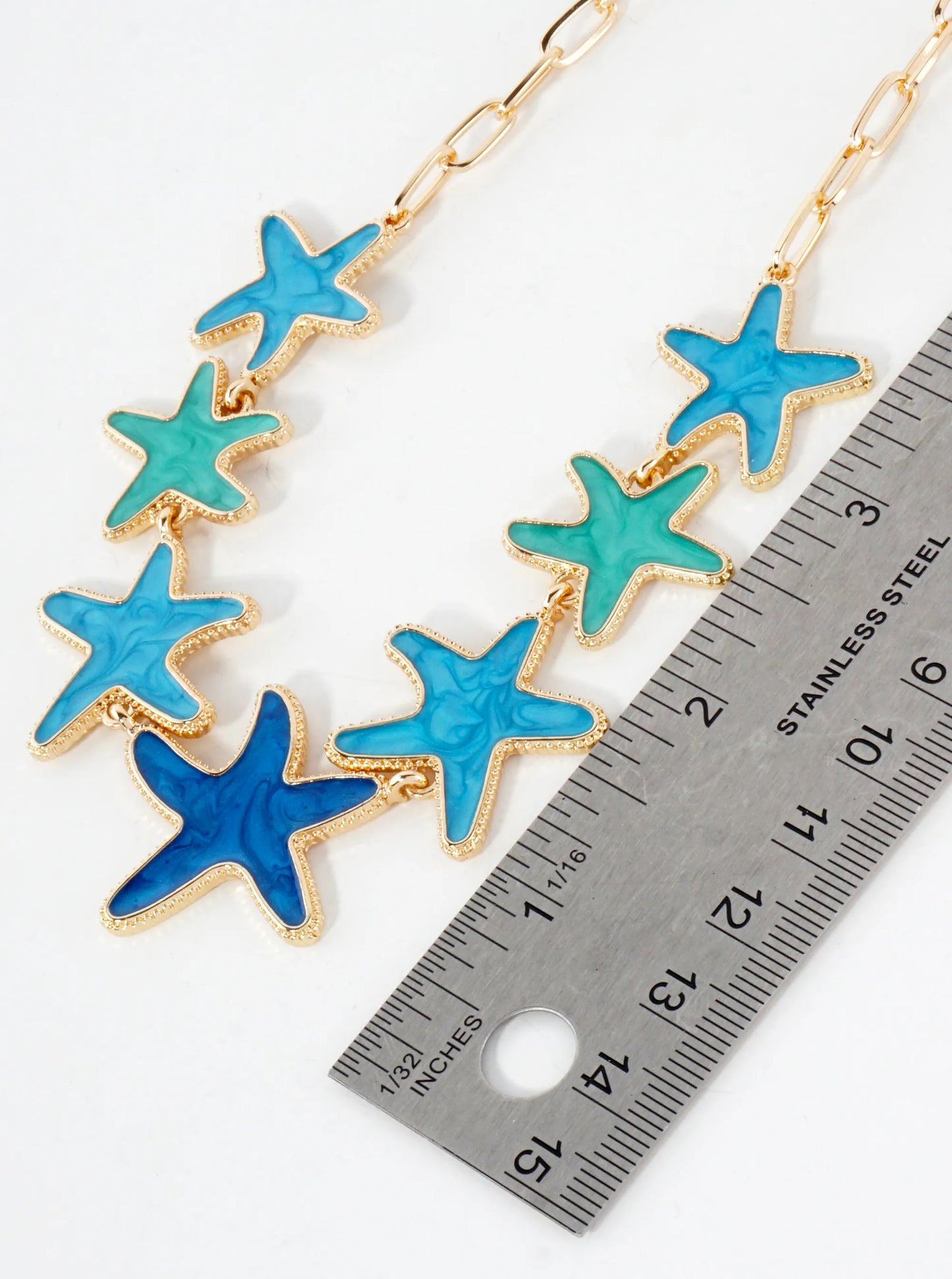 Marble Enamel Sea-Life Starfish 16-Inch Statement Necklace