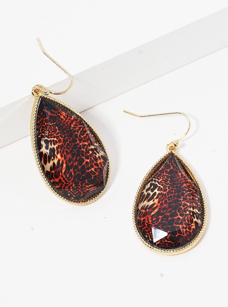 Marble Print Epoxy Resin Teardrop Dangle Drop Earrings