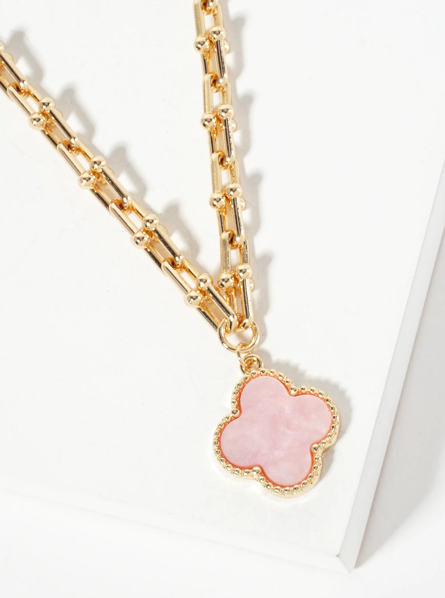 Marble Quatrefoil Pendant Designer-Inspired Hardwear Chain Necklace
