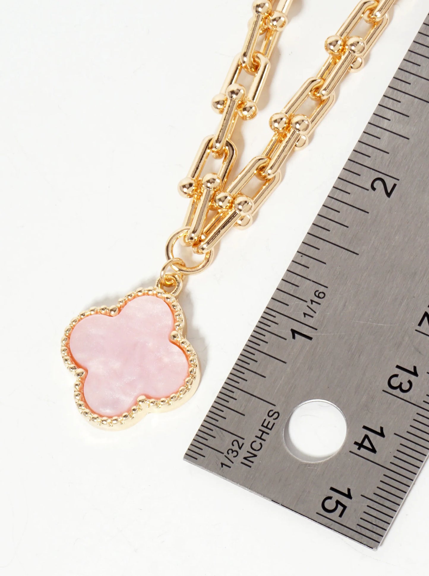 Marble Quatrefoil Pendant Designer-Inspired Hardwear Chain Necklace