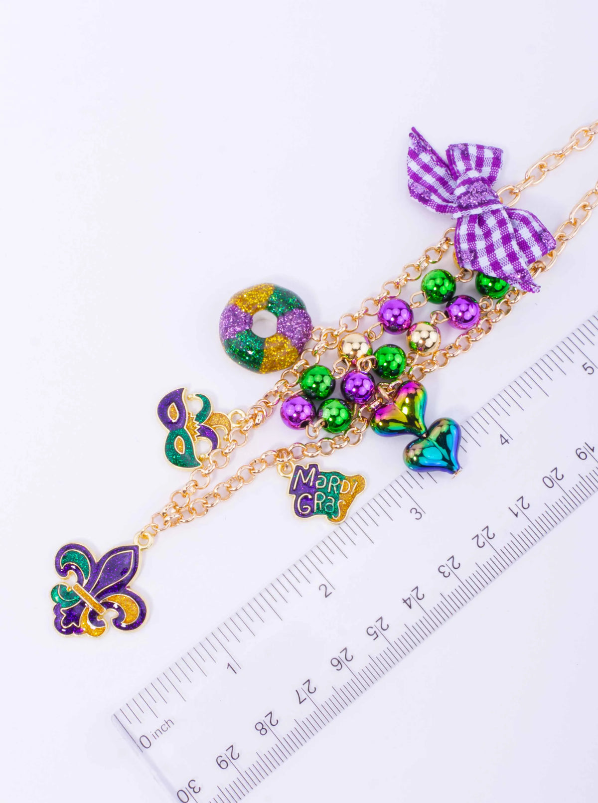 Mardi Gras Multi Charm Beaded Layered Necklace