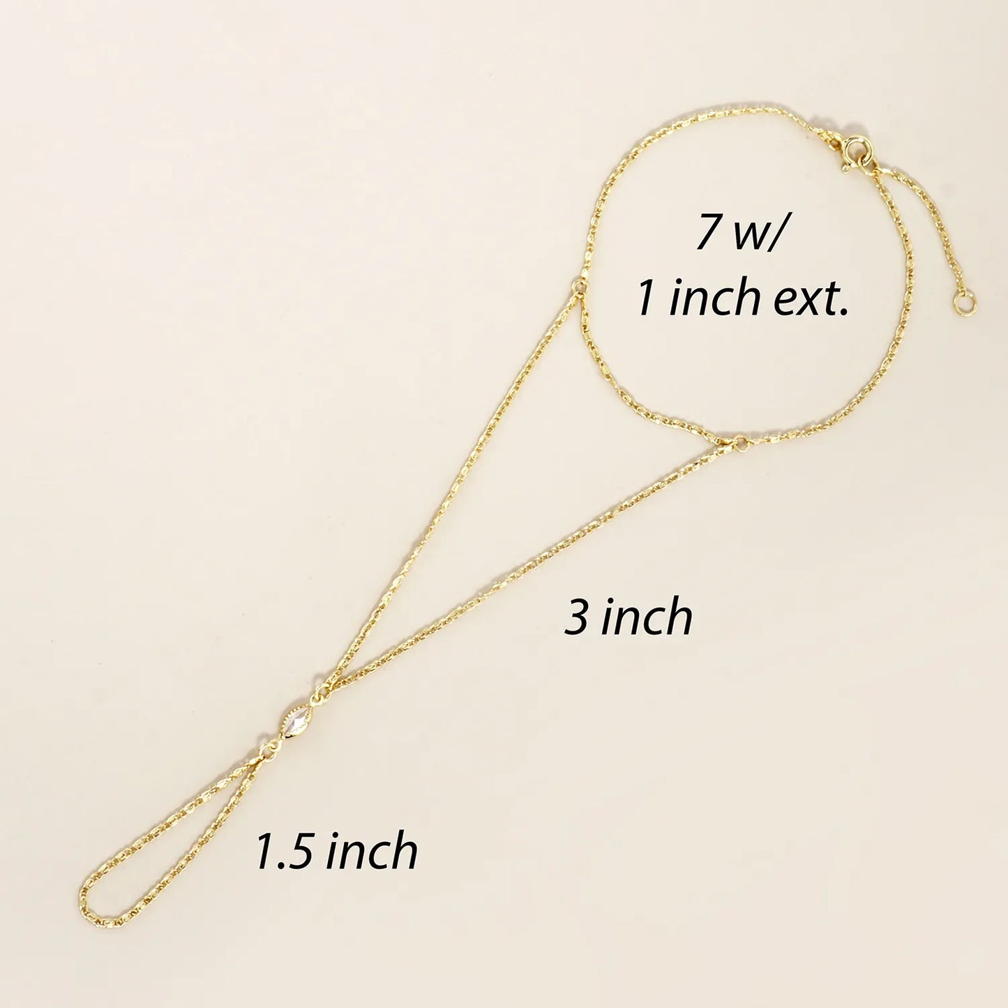 Marquise CZ-Stone Accent 18K-Gold-Dipped Delicate Brass Hand-Chain Bracelet