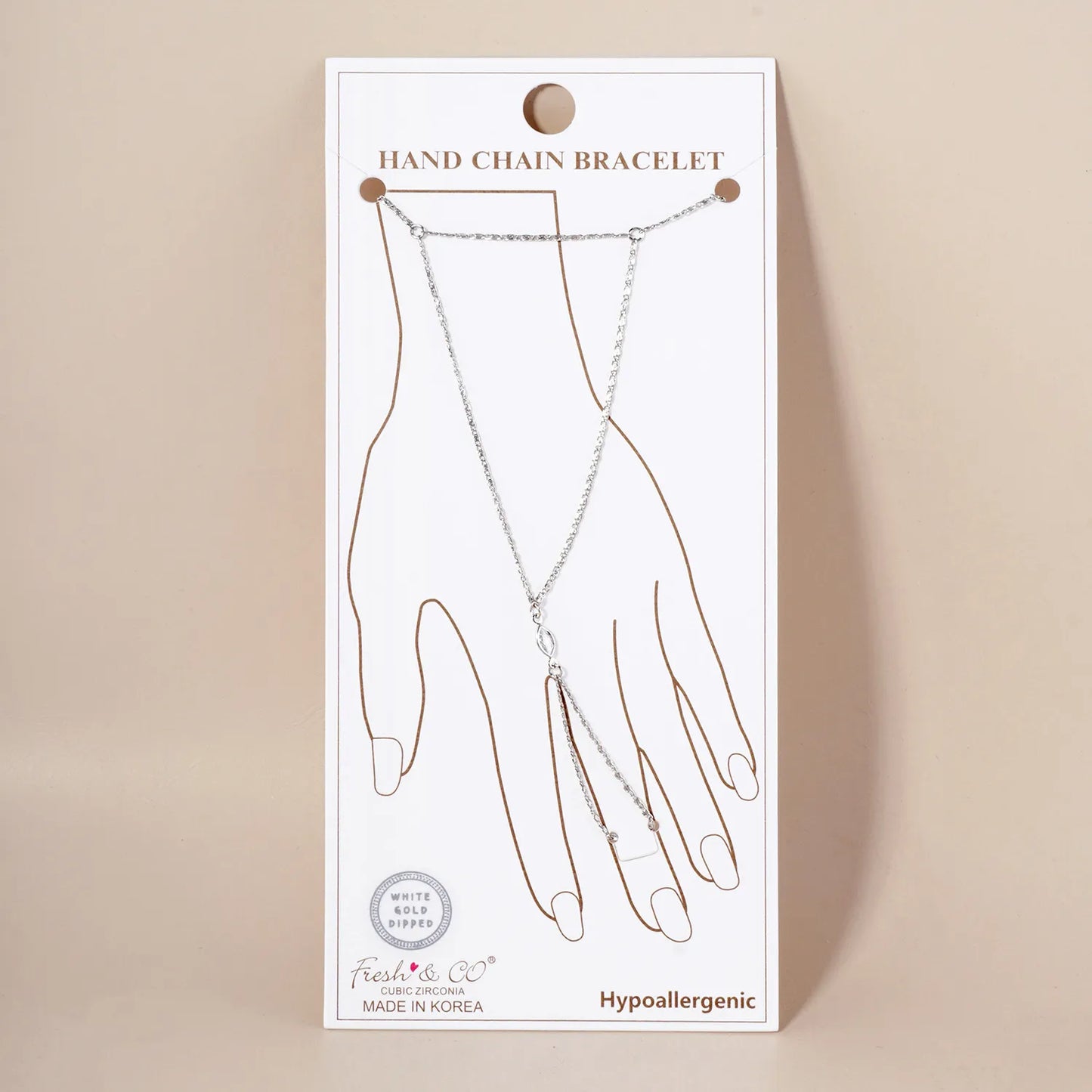 Marquise CZ-Stone Accent 18K-Gold-Dipped Delicate Brass Hand-Chain Bracelet