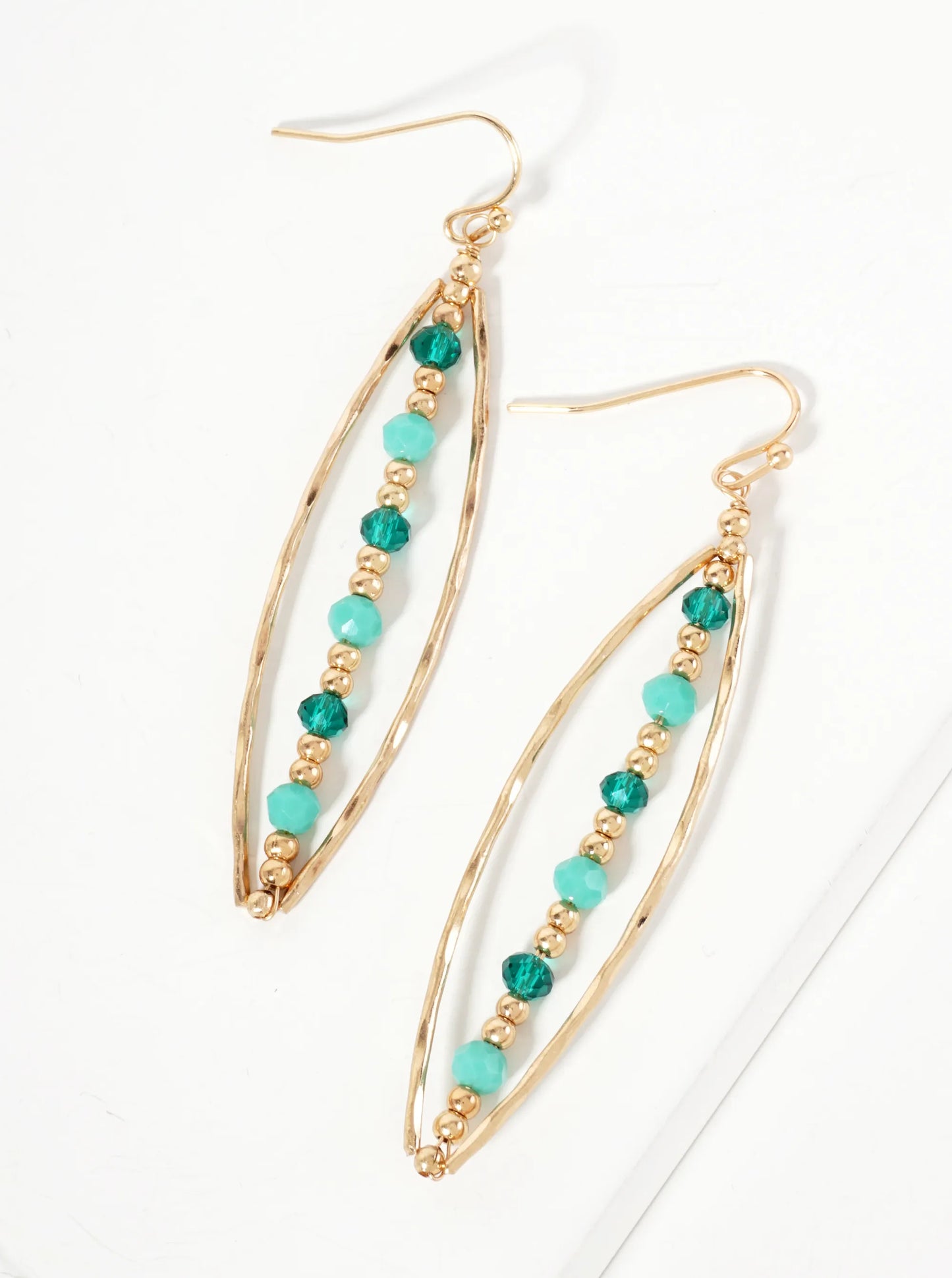 Marquise Drop Earrings With Vertical Faceted Glass-Bead CCB Detail