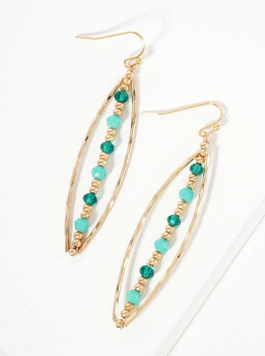 Marquise Drop Earrings With Vertical Faceted Glass-Bead CCB Detail