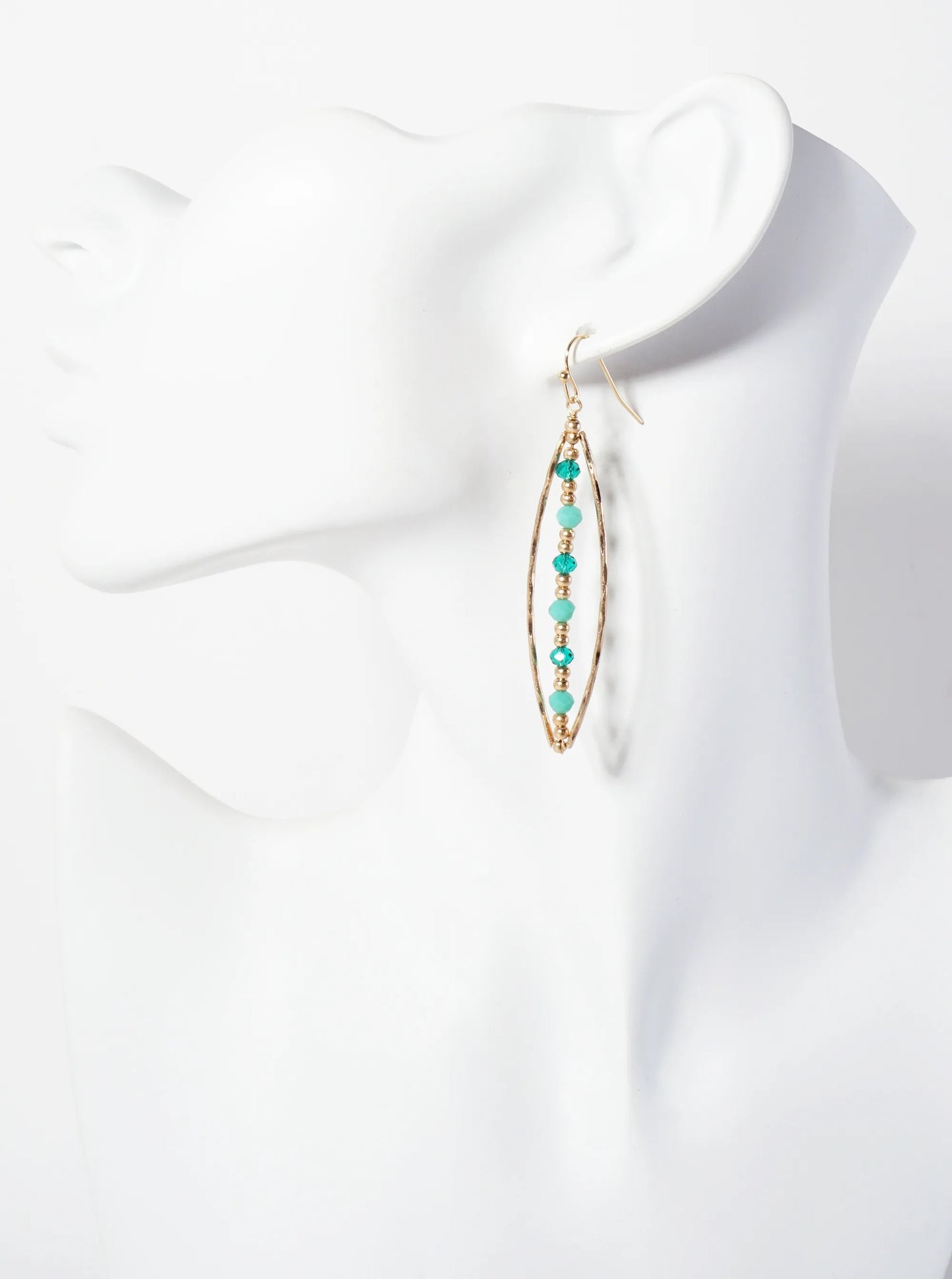 Marquise Drop Earrings With Vertical Faceted Glass-Bead CCB Detail