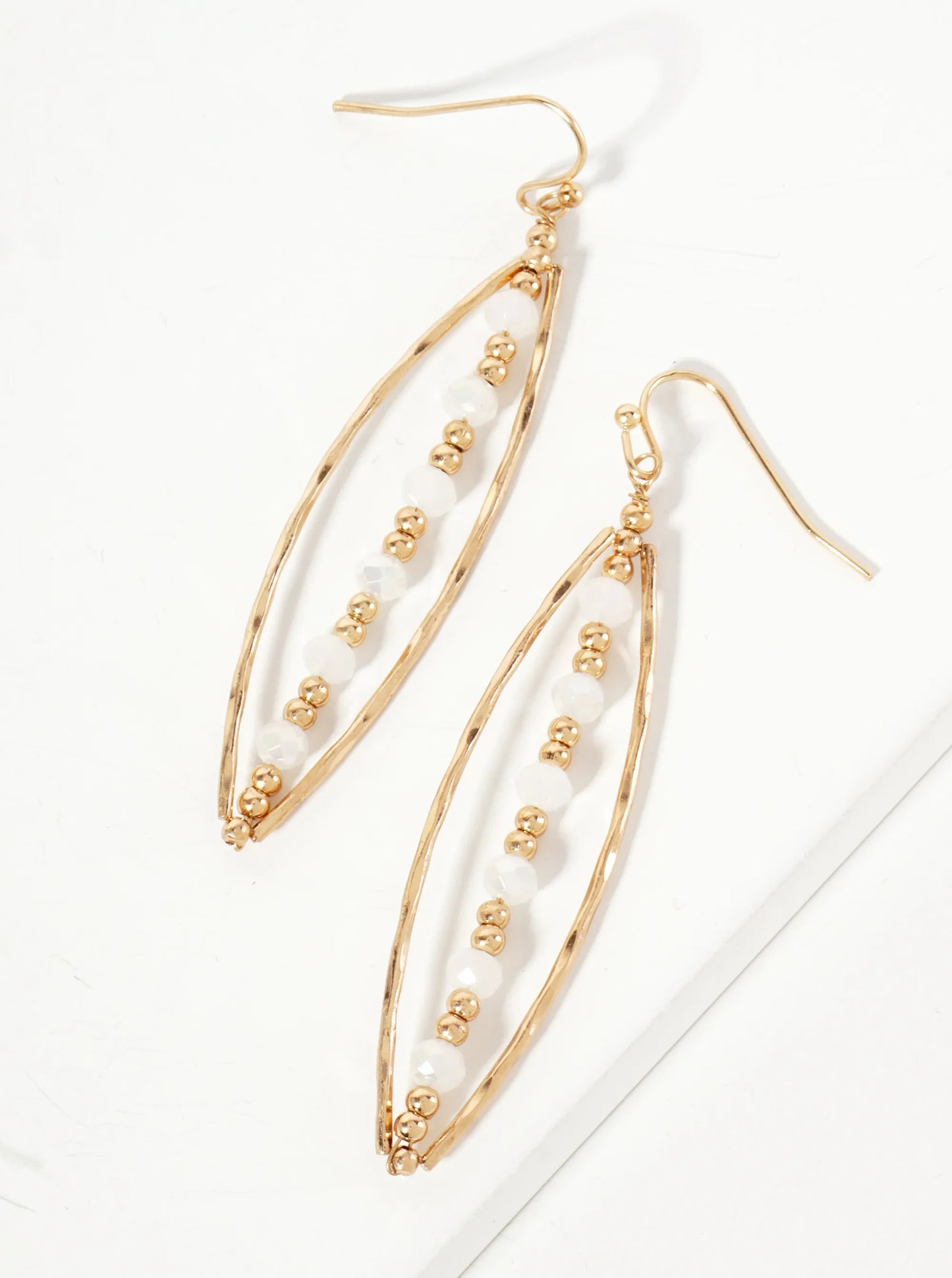 Marquise Drop Earrings With Vertical Faceted Glass-Bead CCB Detail