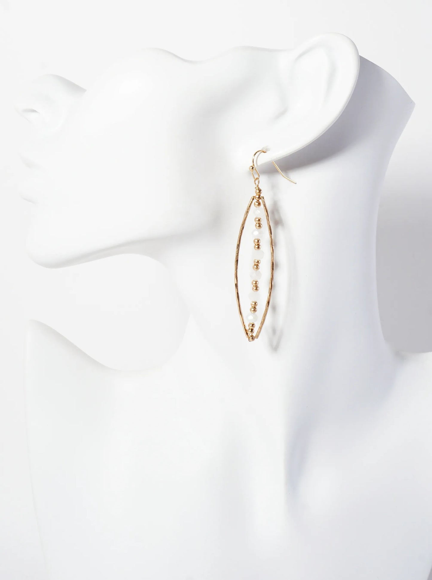 Marquise Drop Earrings With Vertical Faceted Glass-Bead CCB Detail